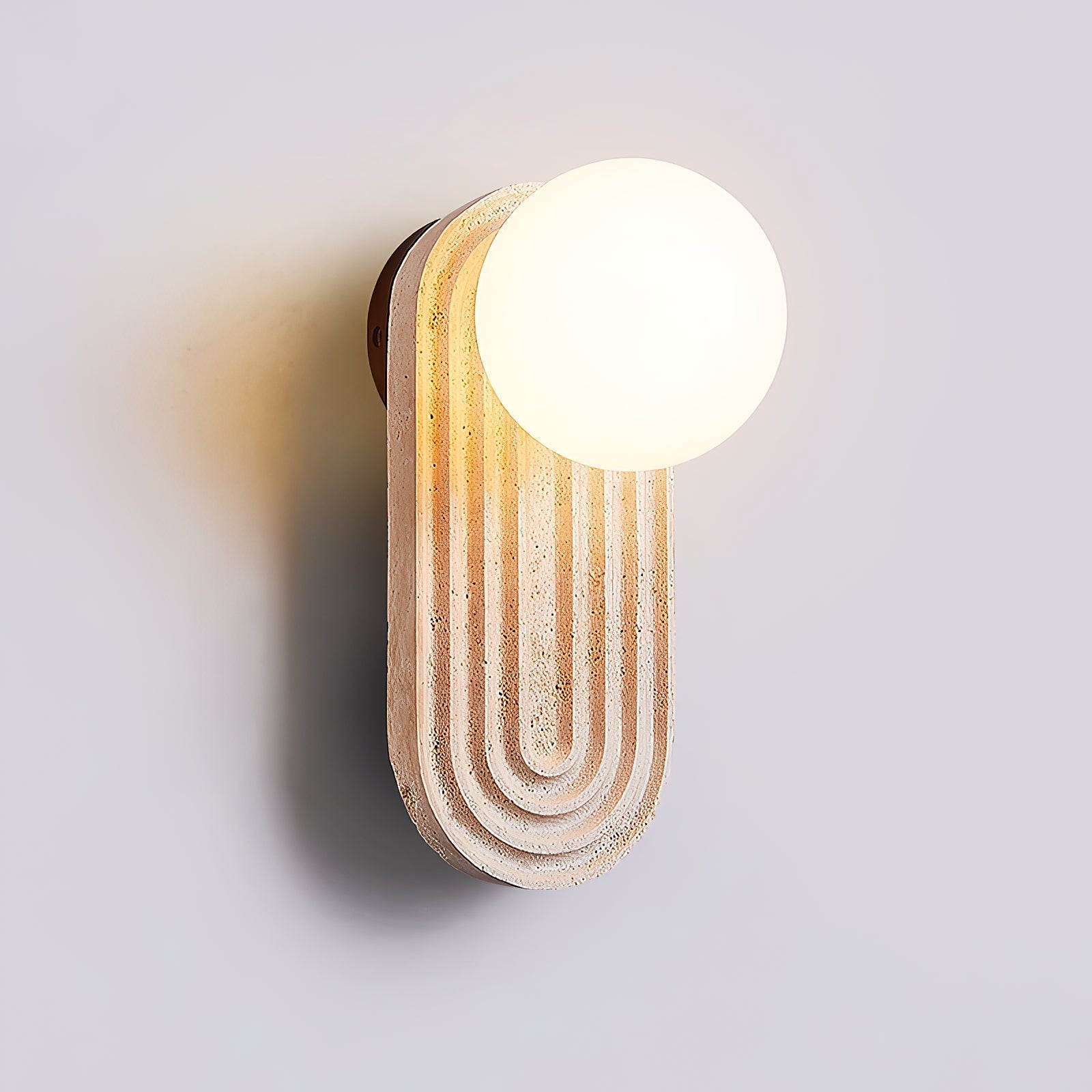 Elvelos Modern Minimalist Travertine Glass Wall Lamp - Lamp Copper