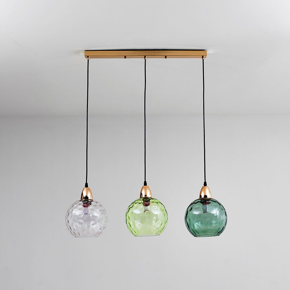 Valentina Suspension Boule Ondulation Nortique Métal/Verre Vert/Gris Salon