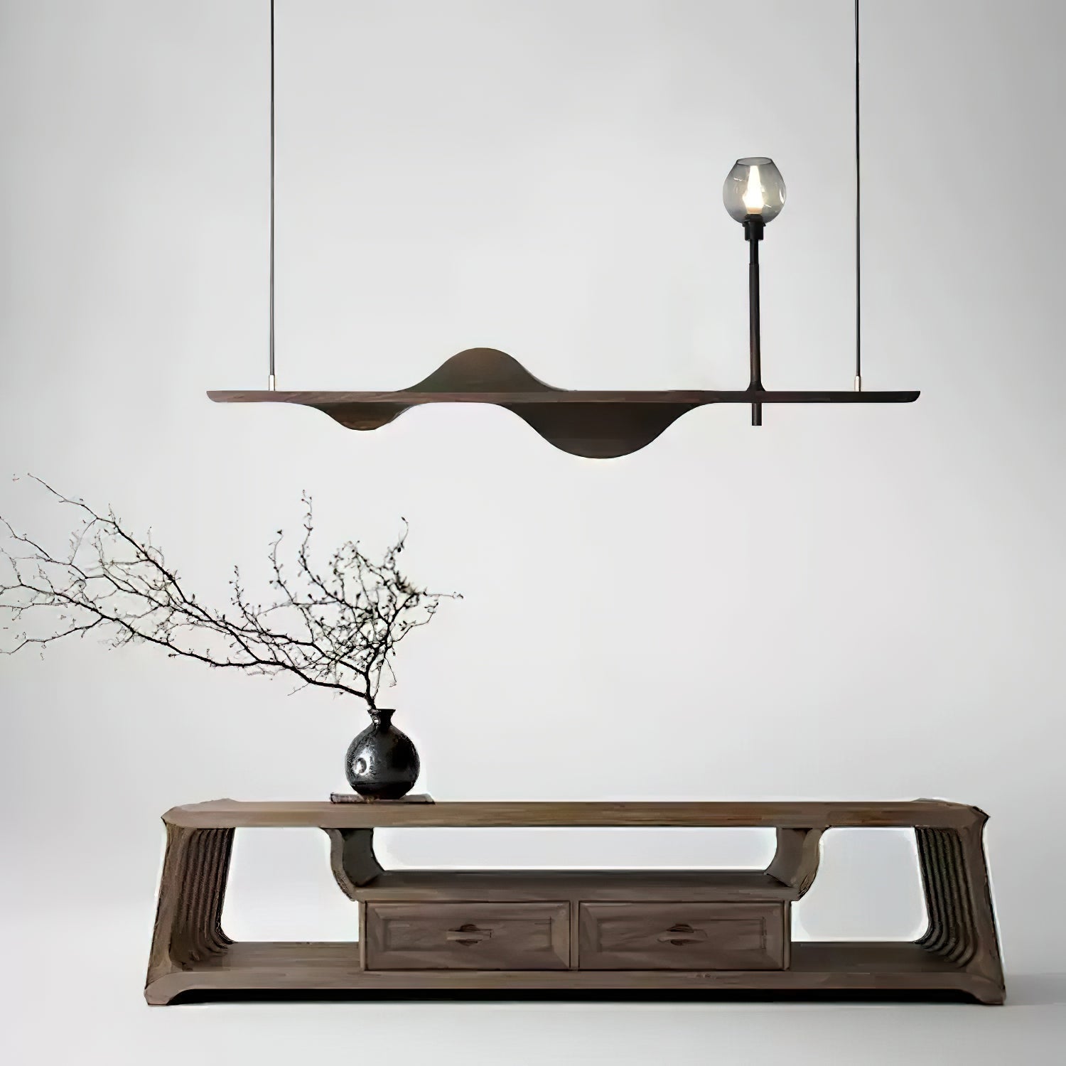 Cushais Wave Wood Pendant Light - Blowlighting