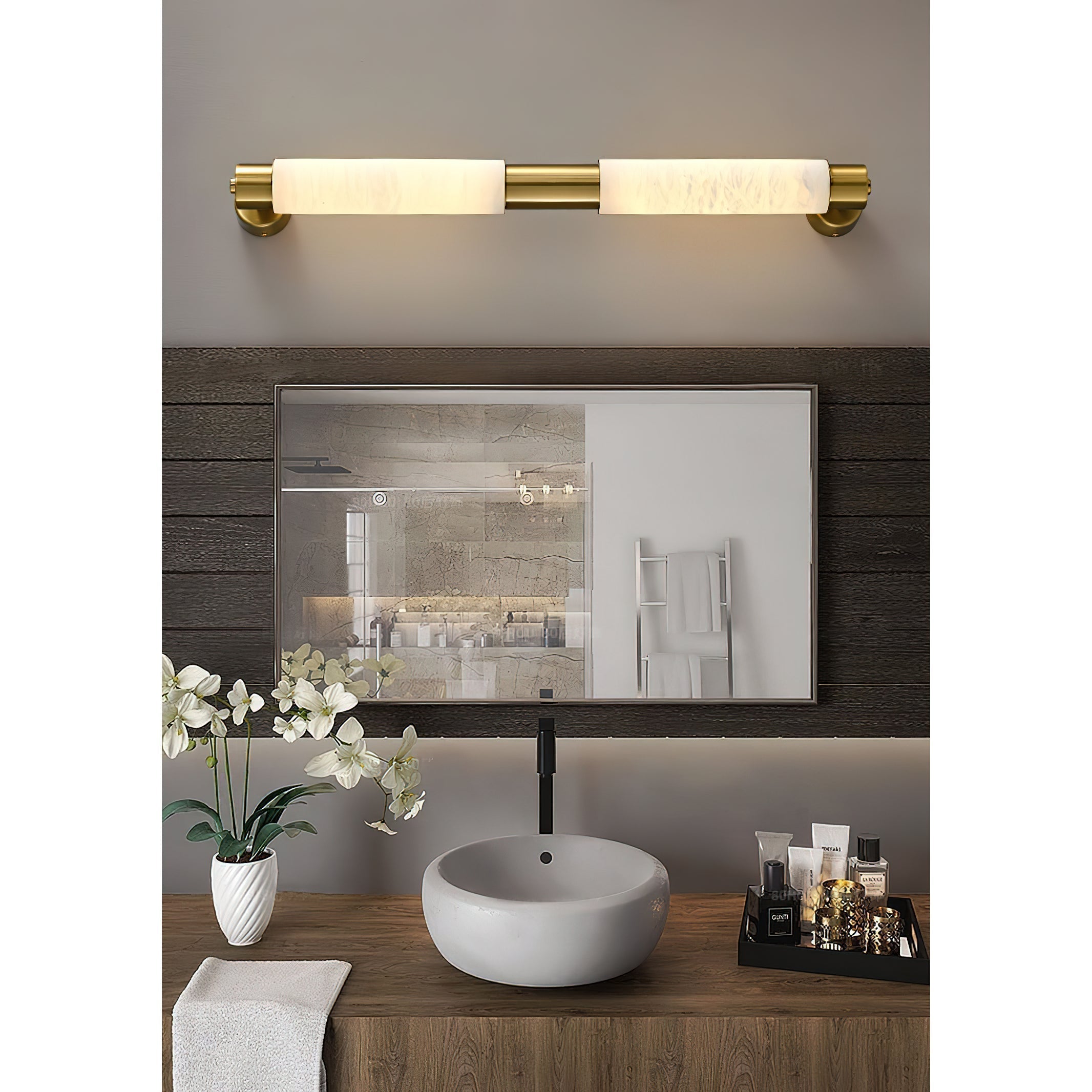 Alraei Modern Minimalist Tube Alabaster Wall Lamp - Lamp Copper