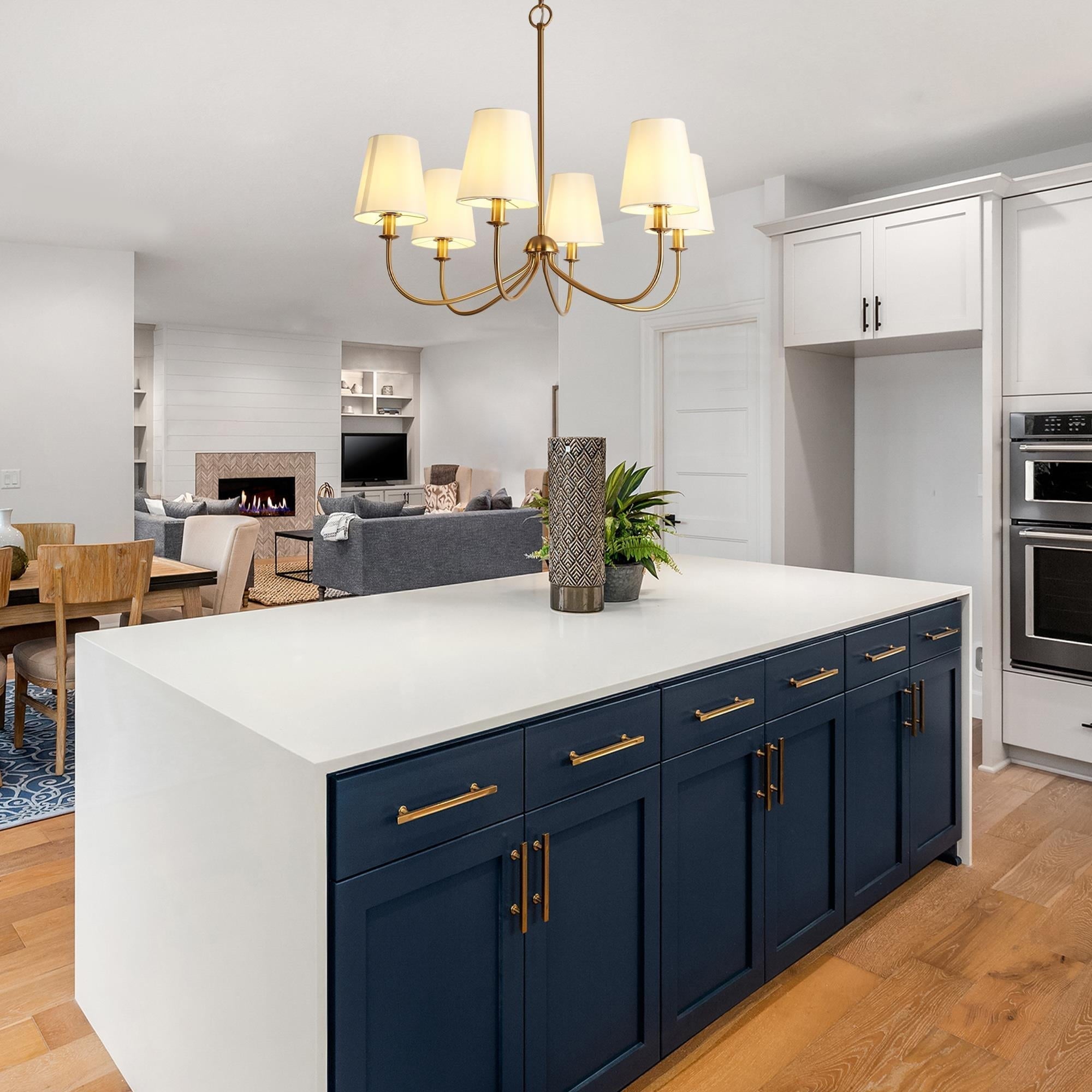 Icarisra Vintage Industrial Brass Fabric Chandelier - Lamp Copper