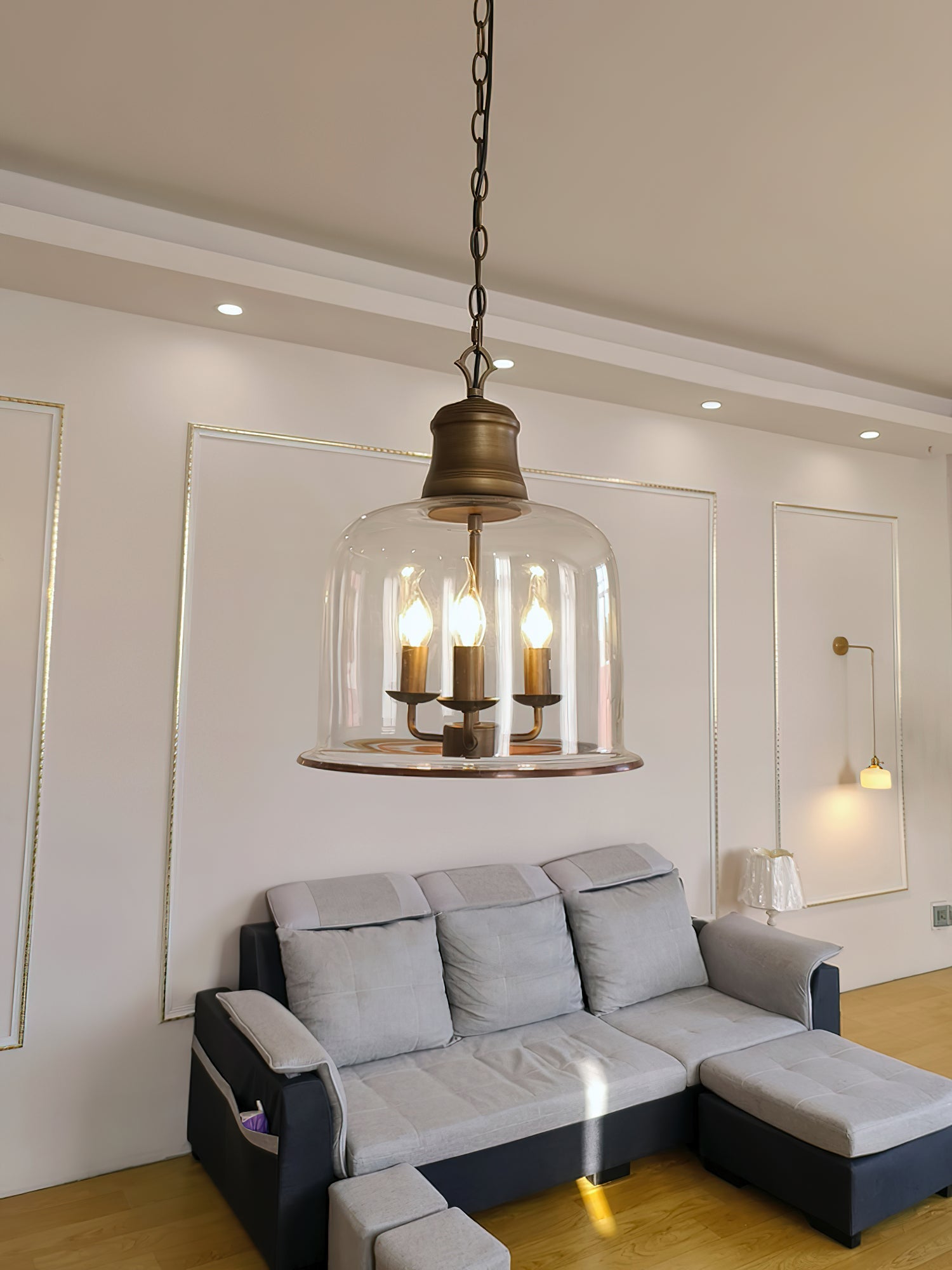 Sysolion Vintage Elegance Metal Glass Pendant Lamp - Lamp Copper