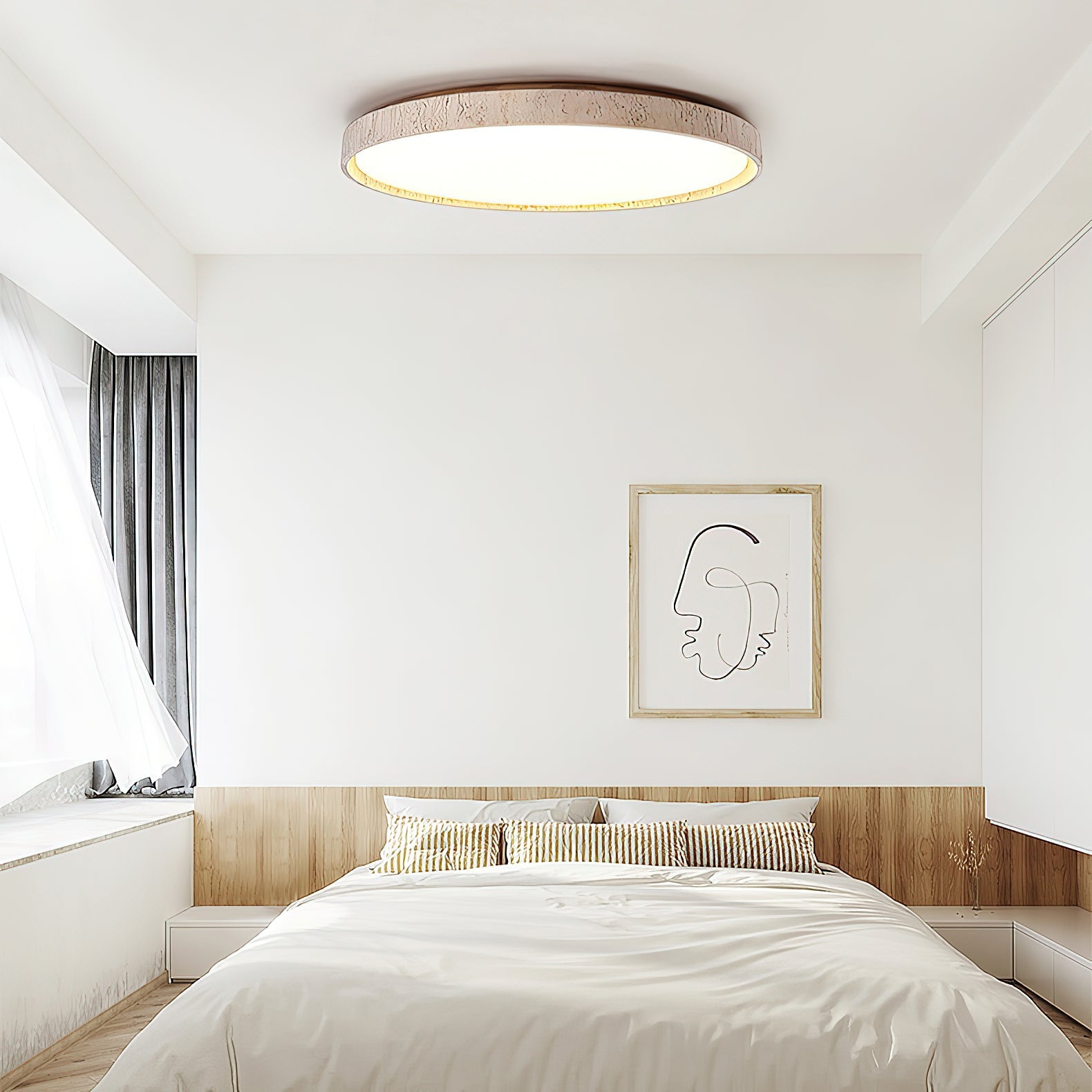 Symiror Modern Minimalist Round Travertine Ceiling Lamp - Lamp Copper