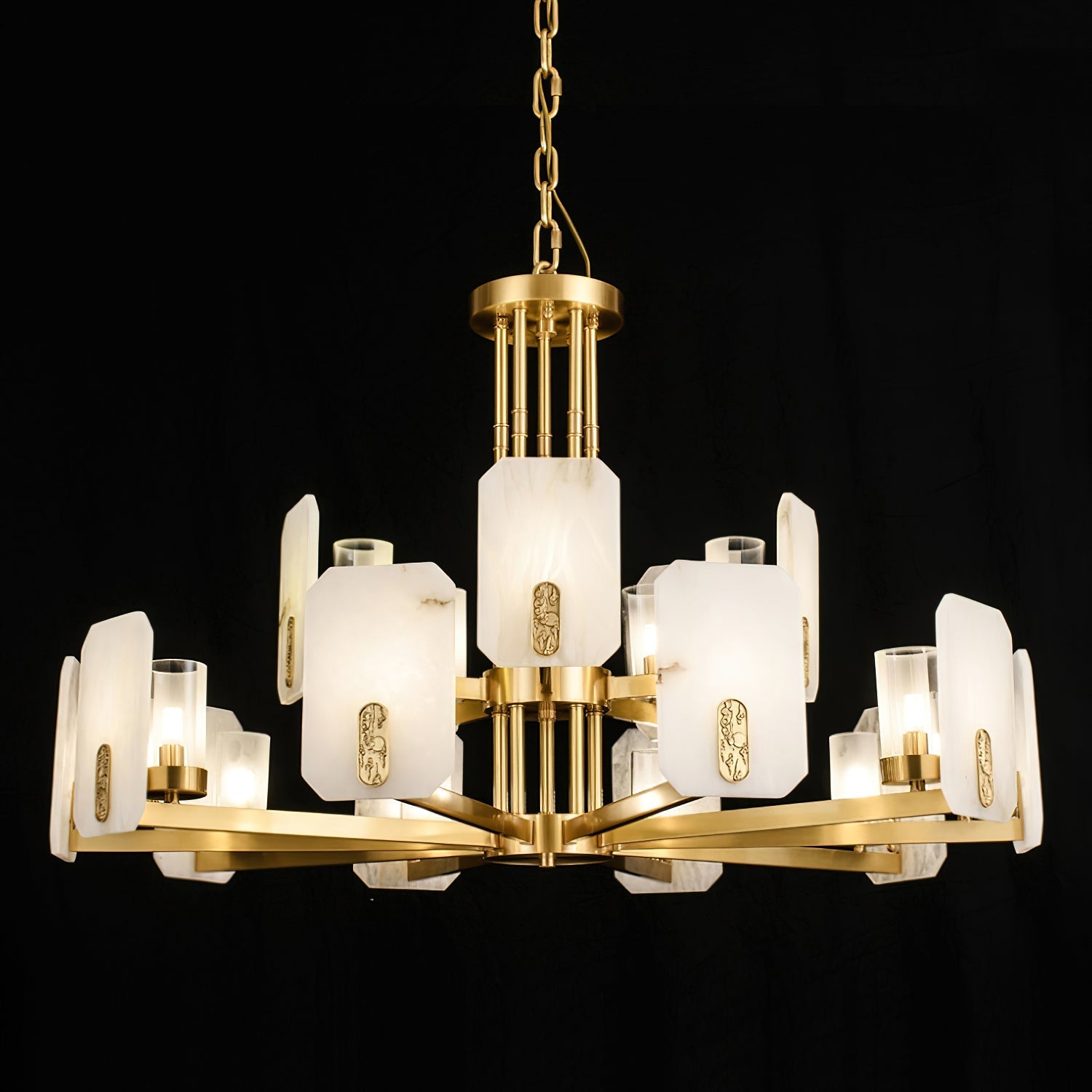 Aursorion Postmodern Luxury Brass Alabaster Chandelier - Lamp Copper