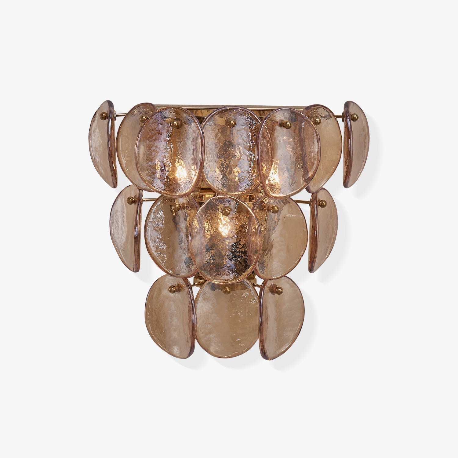 Aurora Wall Lamp Amber Glass Disc Fish Scale Brass - Letslighting