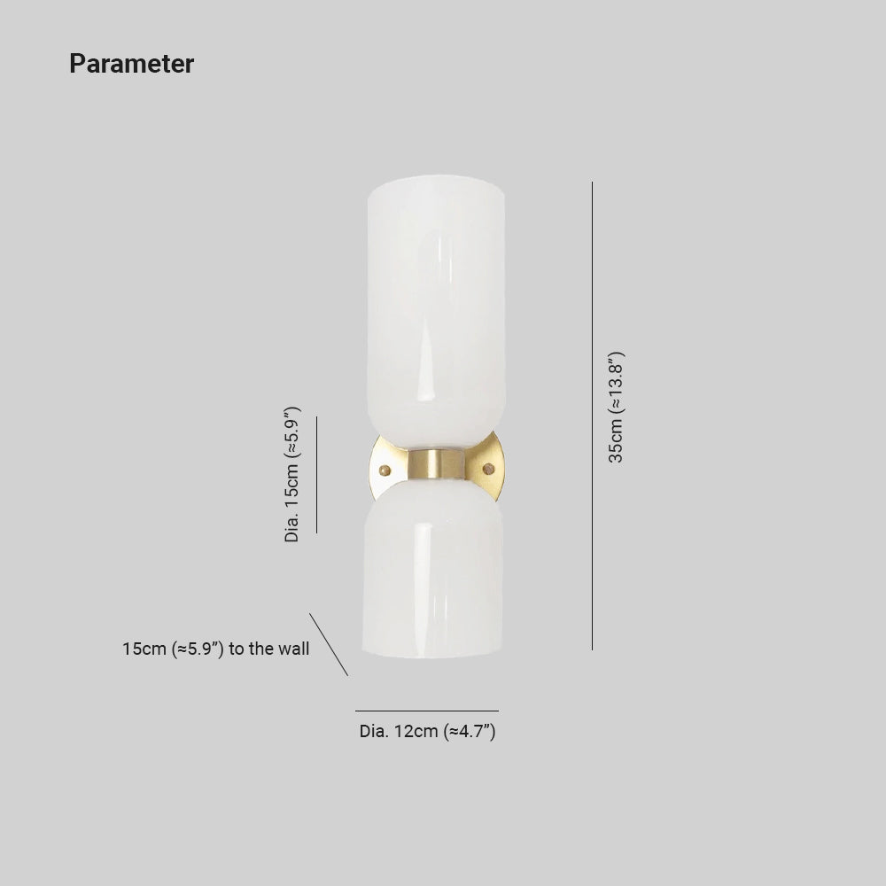 Arisha Double Tête LED Applique Blanc Bleu Métal Verre Chambre à Coucher