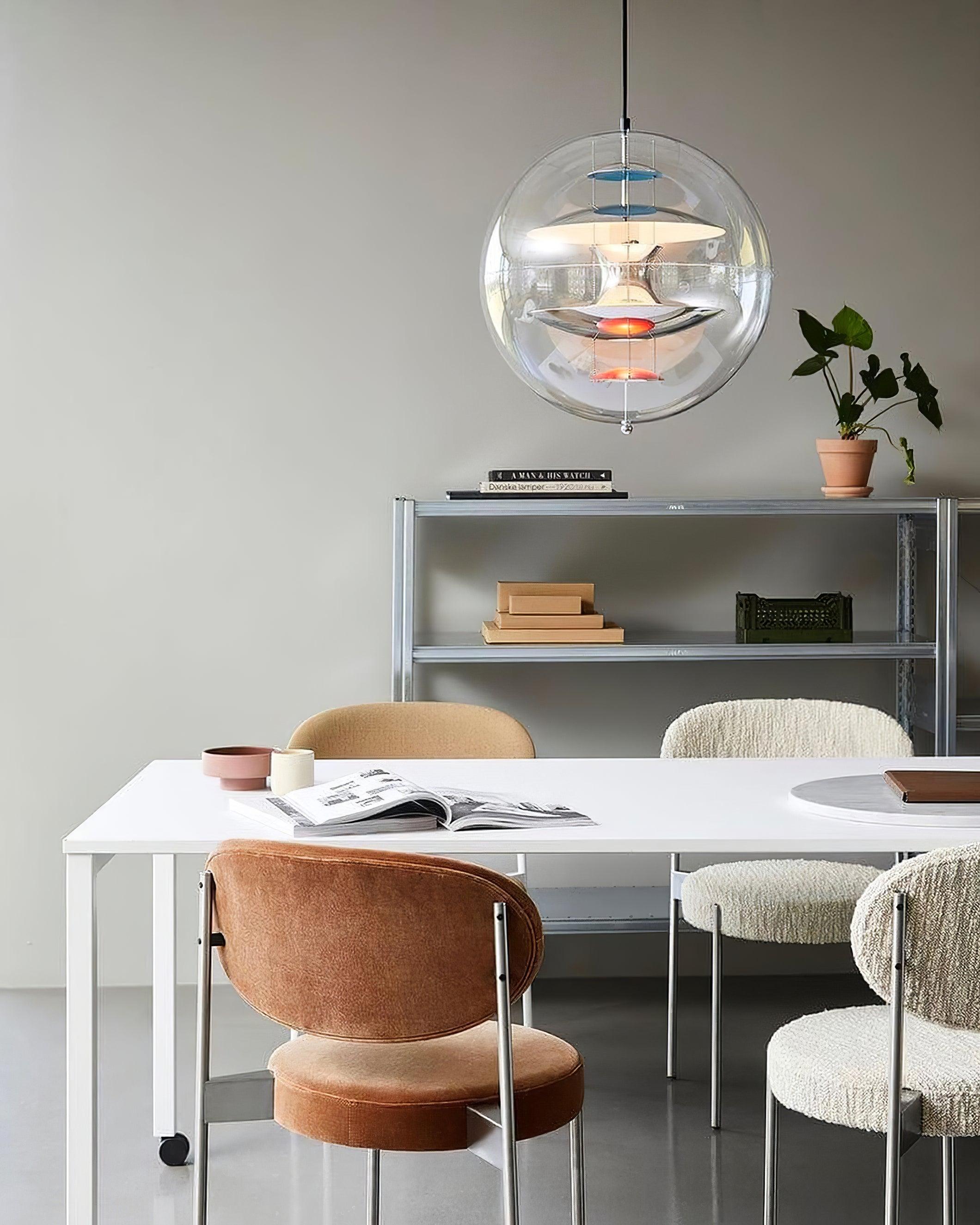 Pendant Lamp Floating Geometric Layers Clear Globe Futuristic Modern - Letslighting