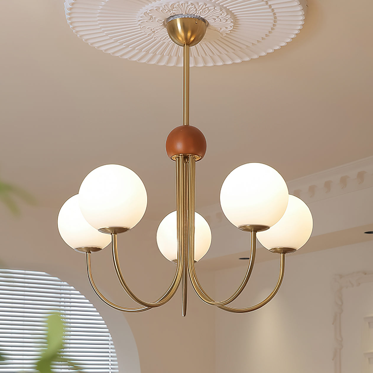 Candil Modern Brass and Globe Glass Chandelier - Letslighting
