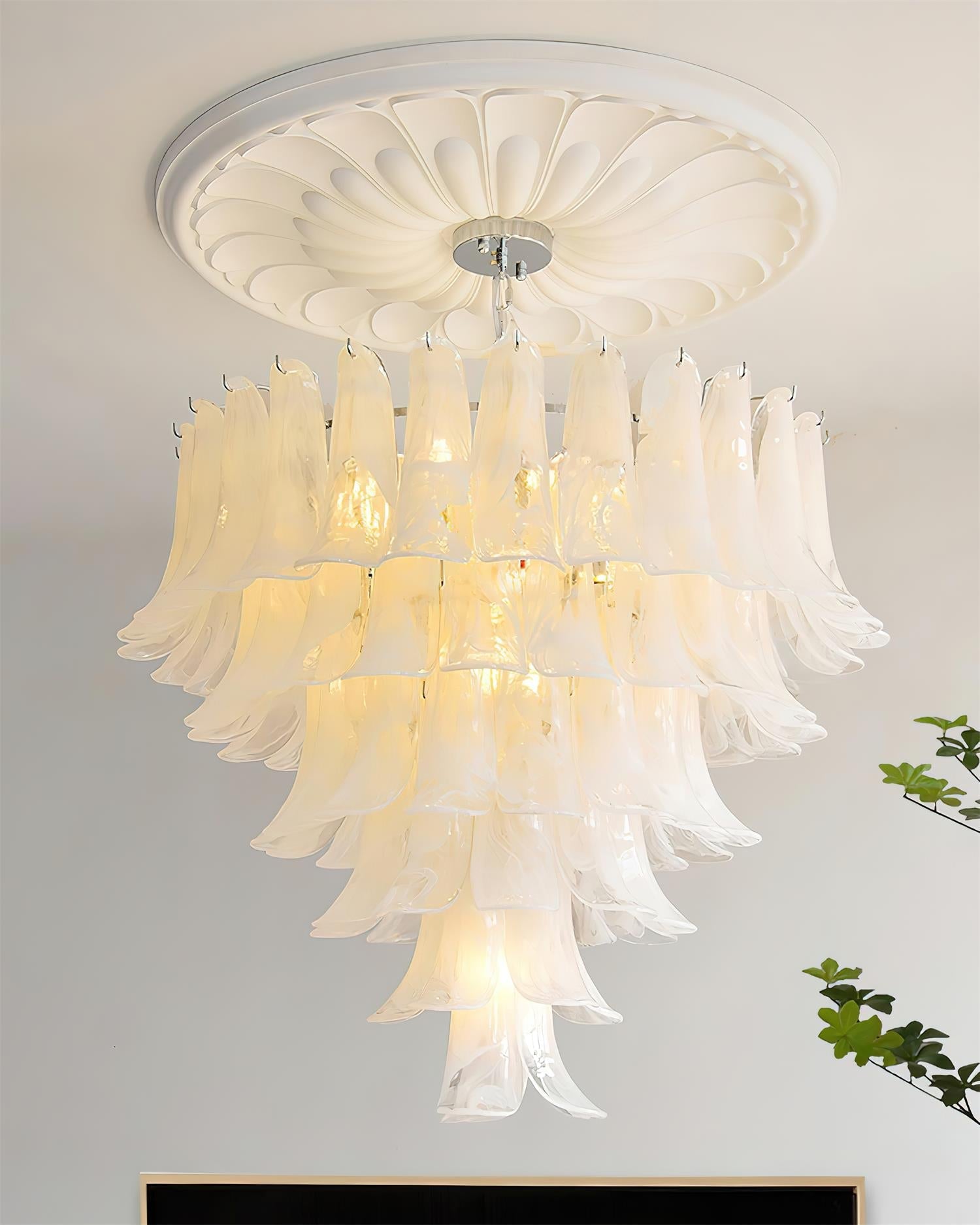 Valier Chandelier Layered Glass Petals - Letslighting
