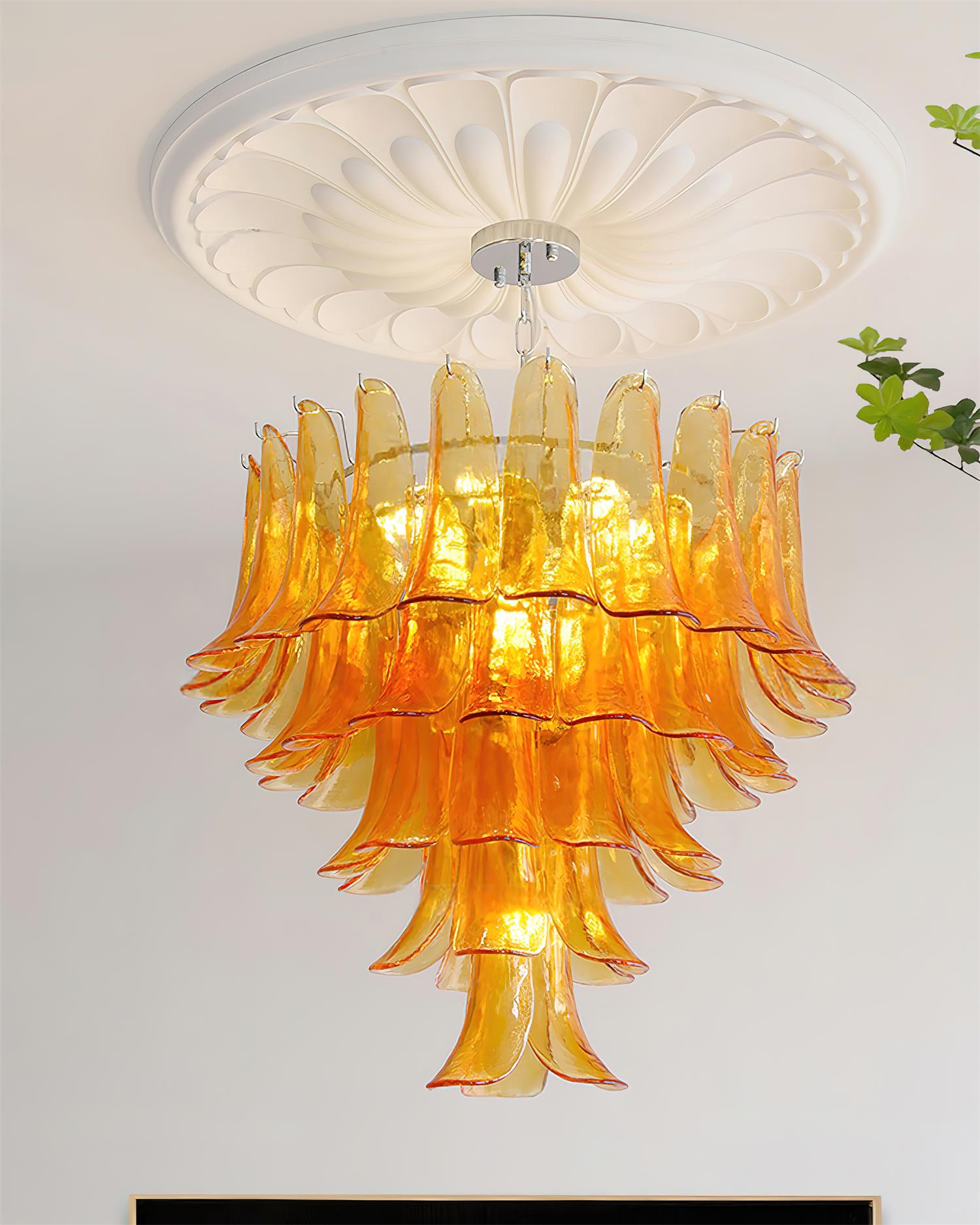 Valier Chandelier Layered Glass Petals - Letslighting