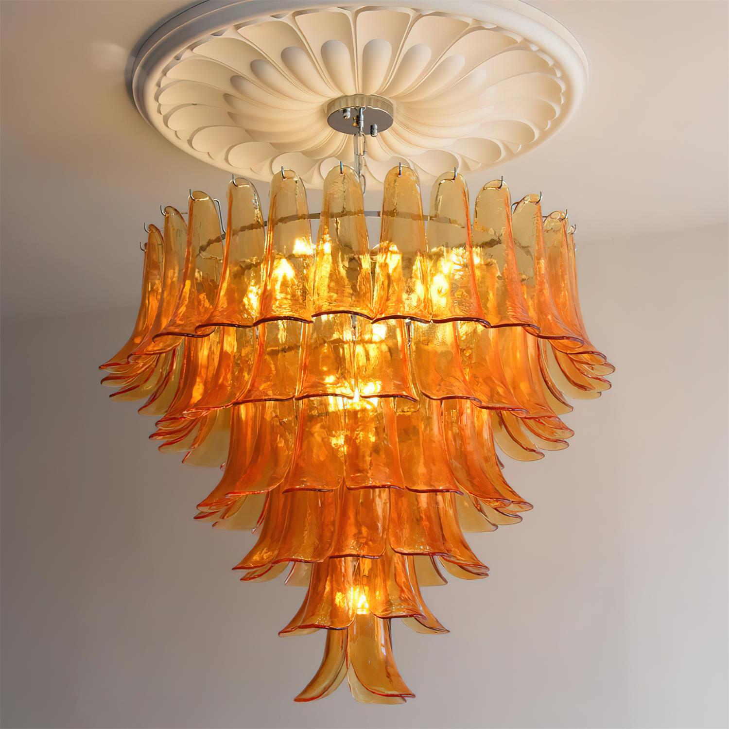 Valier Chandelier Layered Glass Petals - Letslighting