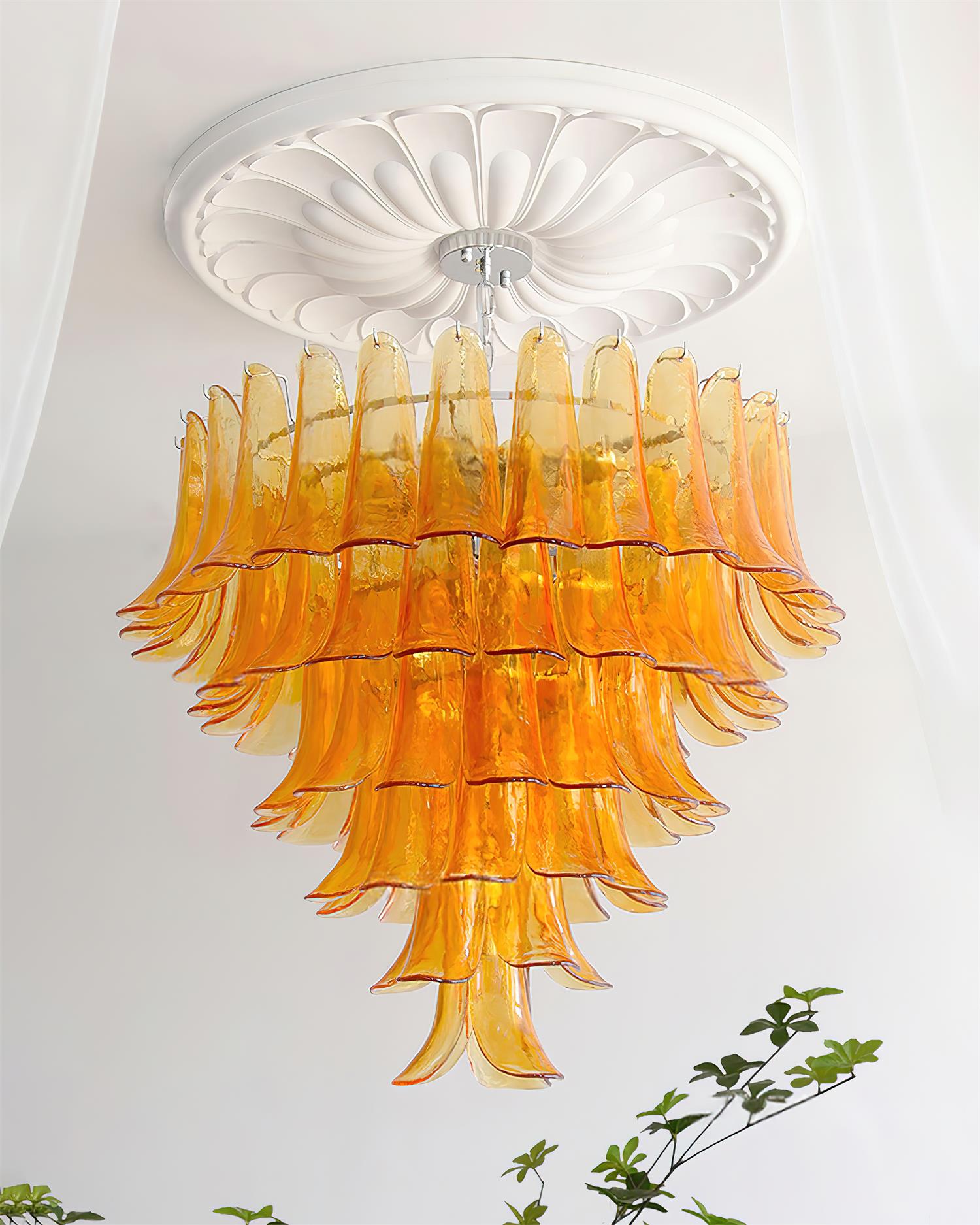 Valier Chandelier Layered Glass Petals - Letslighting