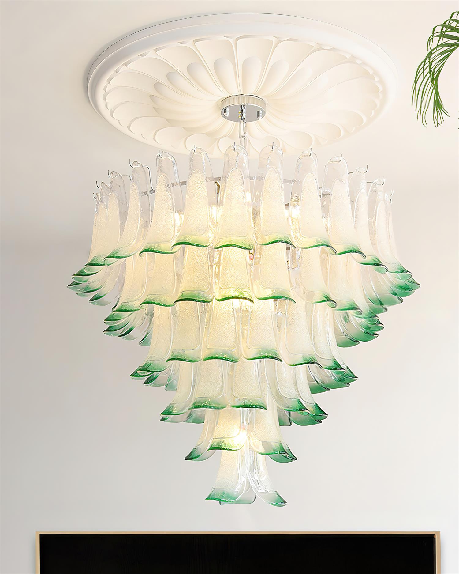 Valier Chandelier Layered Glass Petals - Letslighting