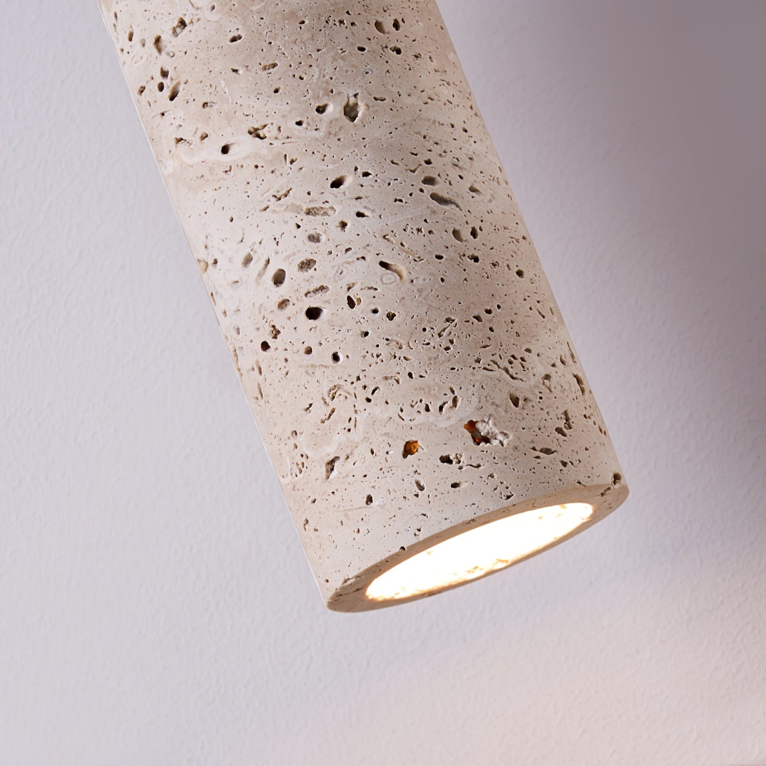 Velora Colonne Travertin Bois Suspension Lampe