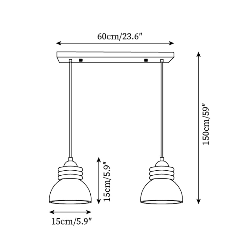 Pendant Lamp Travertine Dome Walnut Wood Rings Ambient Minimalist - Letslighting