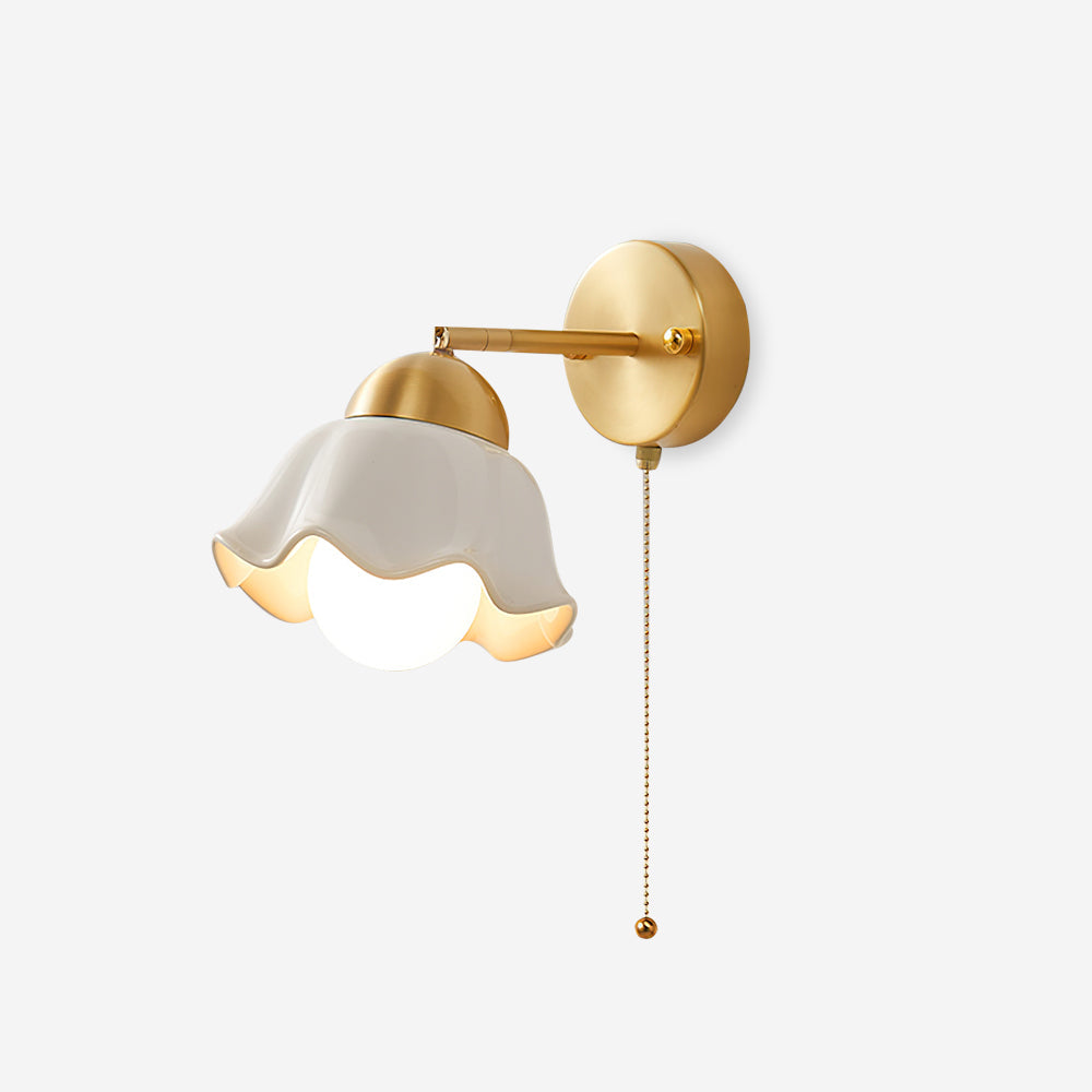 Wall Lamp Brass and Ceramic Wavy Shade Globe Accent Retro Artistic - Letslighting