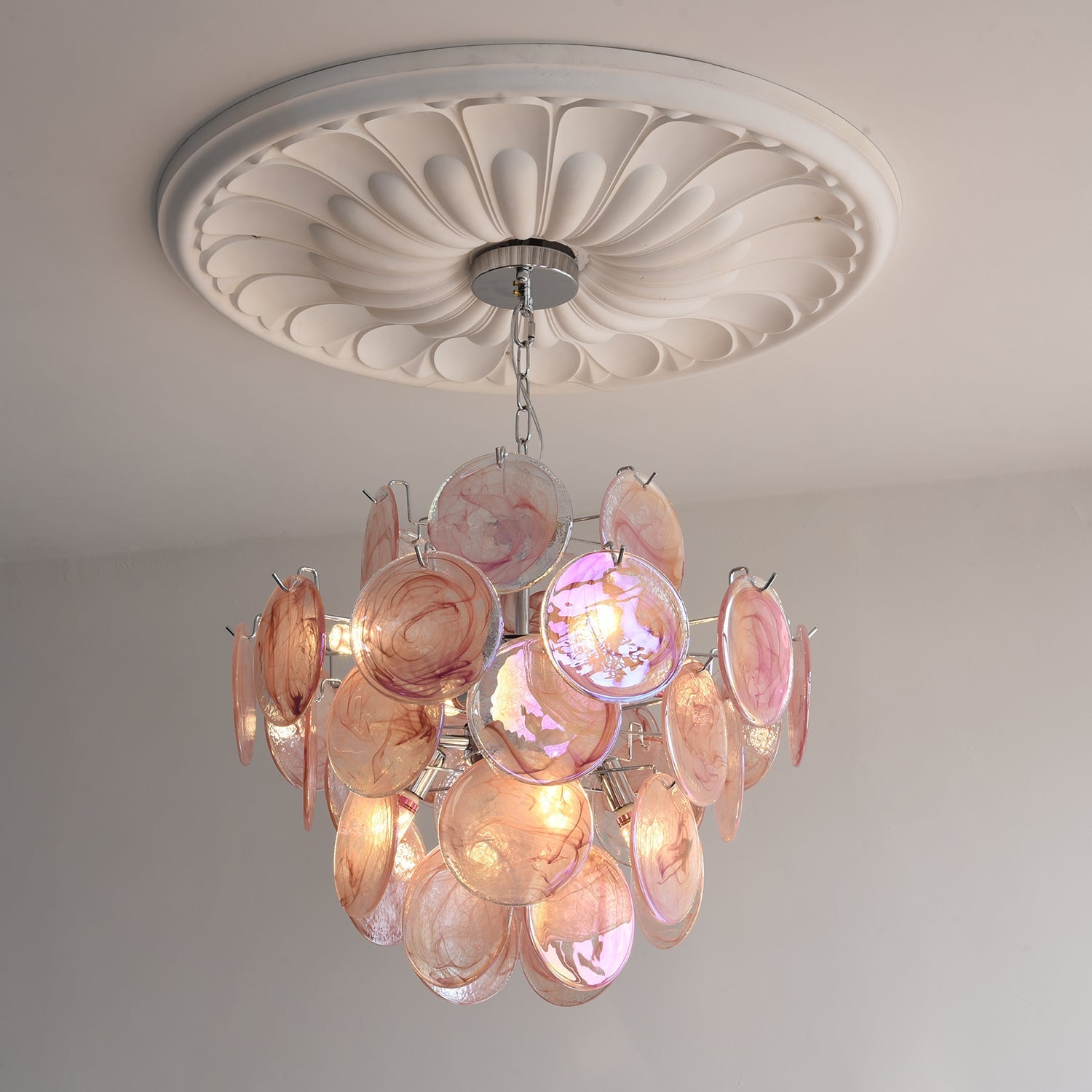 Venfield Chandelier Iridescent Glass Disc Cascade - Letslighting