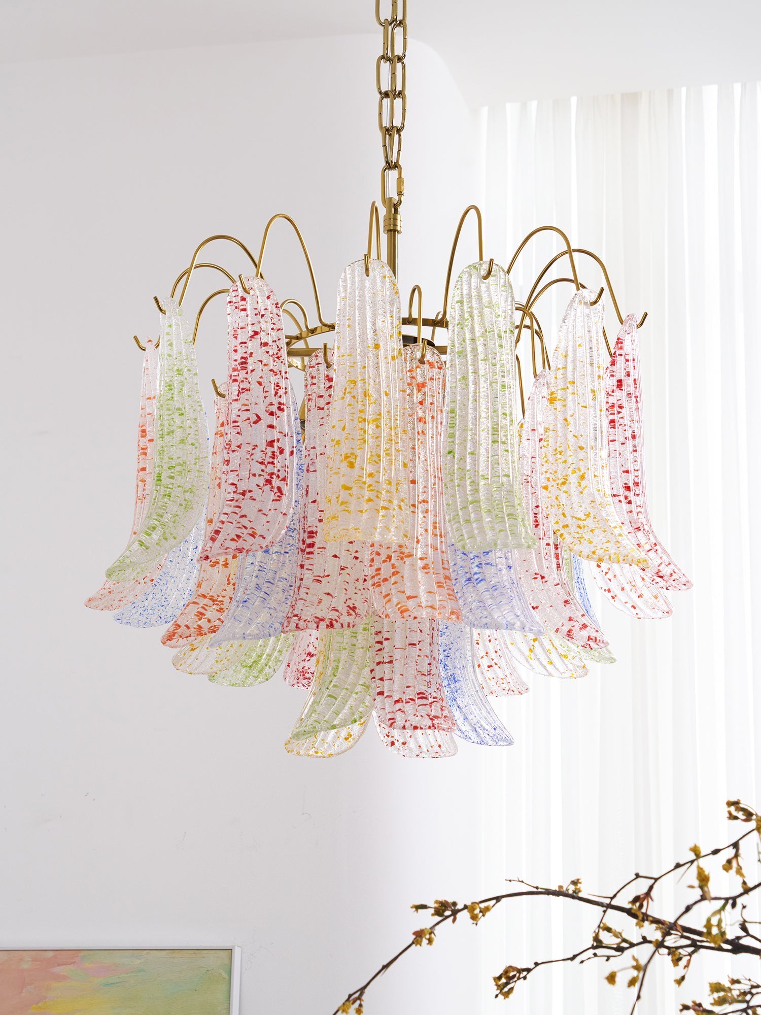 Chandelier Glass Petals Frame Colorful Artistic Ambience - Letslighting