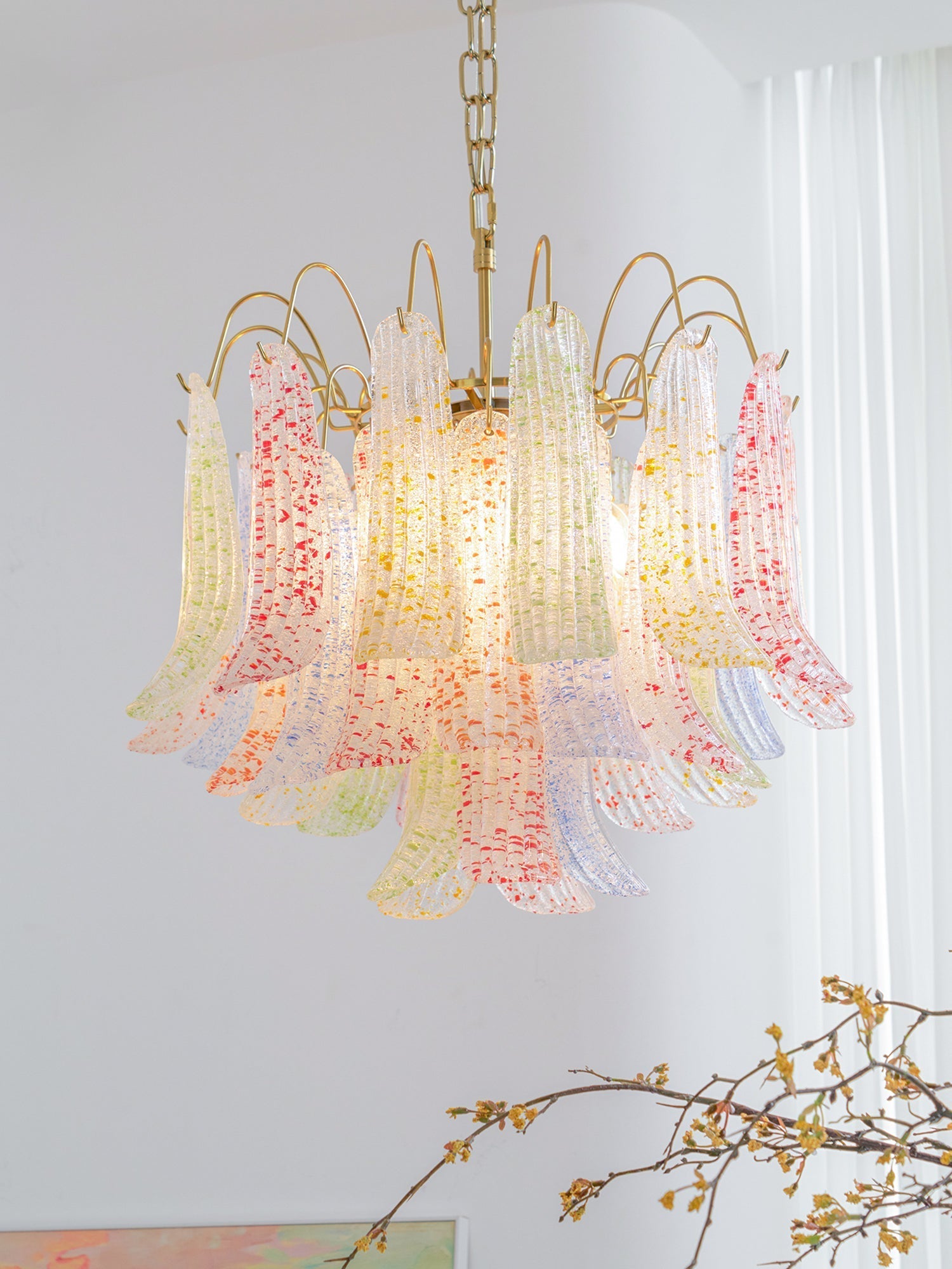 Chandelier Glass Petals Frame Colorful Artistic Ambience - Letslighting