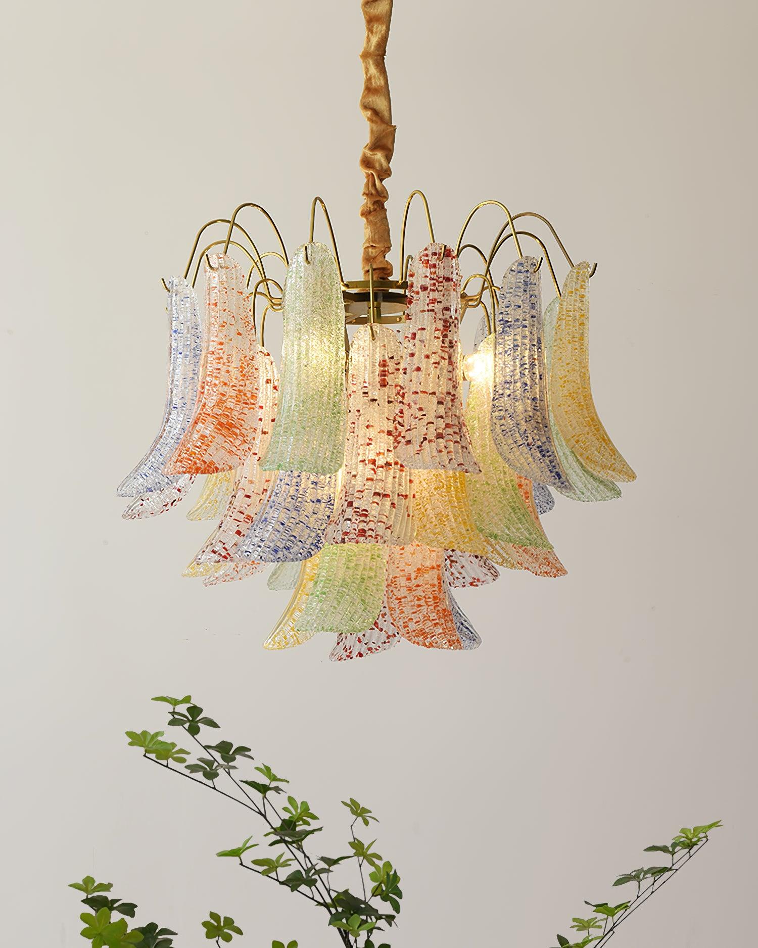 Chandelier Glass Petals Frame Colorful Artistic Ambience - Letslighting