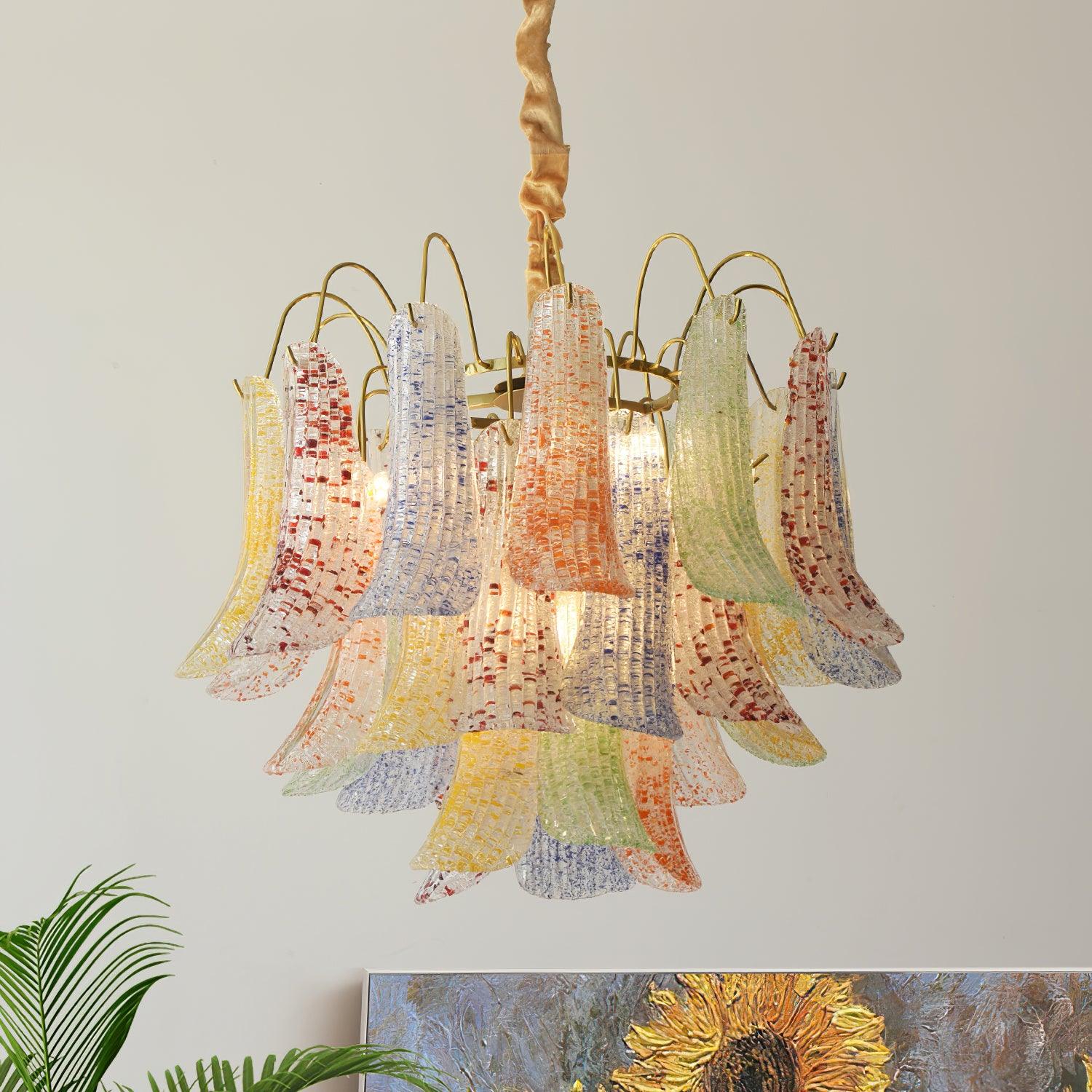 Chandelier Glass Petals Frame Colorful Artistic Ambience - Letslighting
