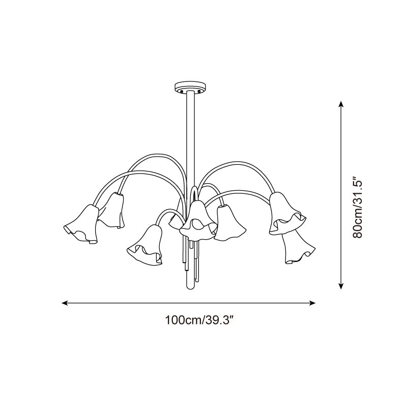 Chandelier Flower-Shaped Glass Shades on Gold Arms for Dining - Letslighting