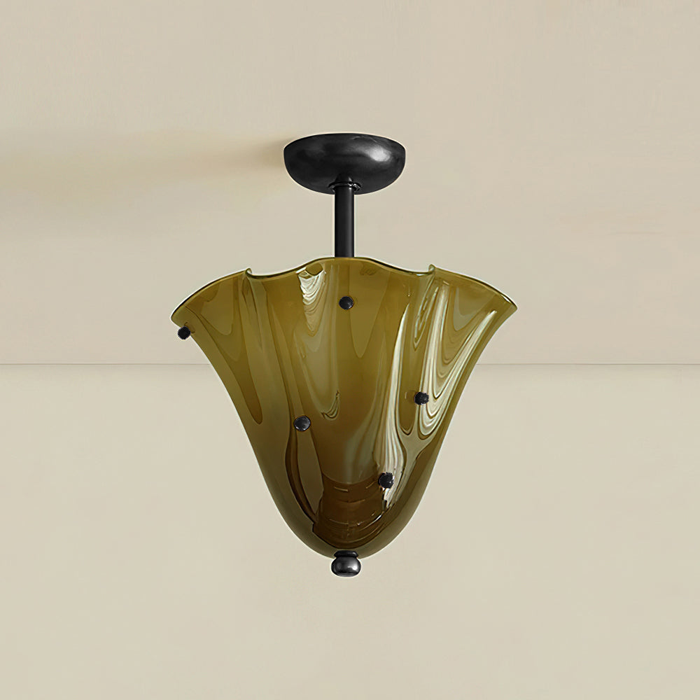 Eldis Murano Glass Semi Flush Ceiling Lamp - Letslighting