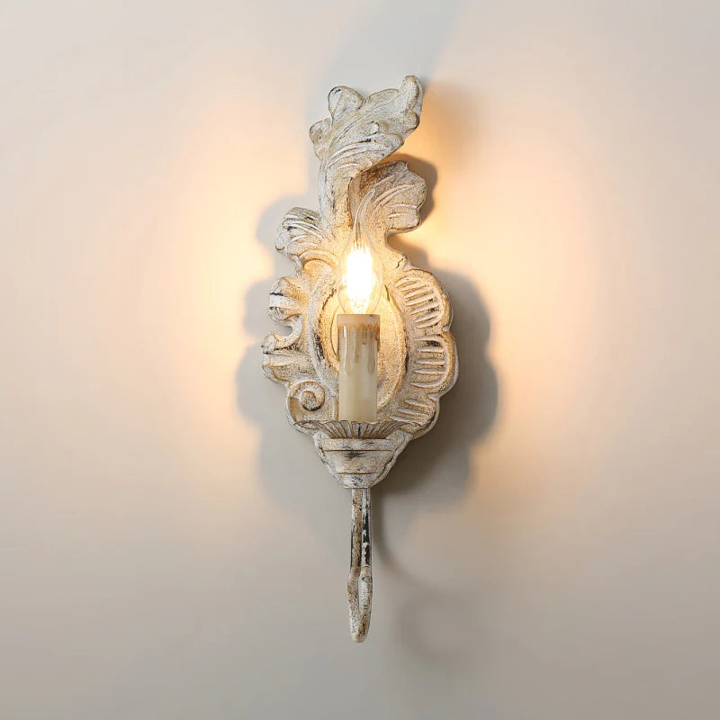 Silva Vintage Metal Wood Old White Antique Gold Old Grey Wall Lamp Dining Room