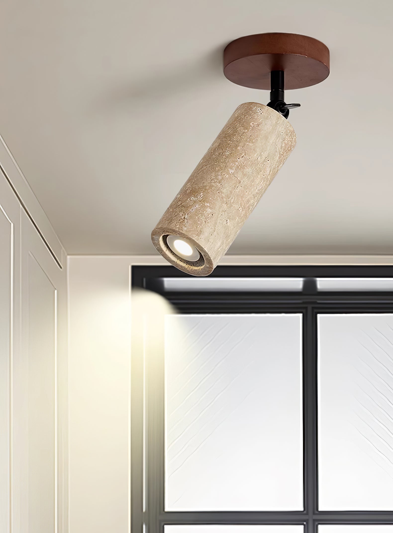 Zarinila Cylindrical-Tube Travertine Wall Light SEO Title - Letslighting