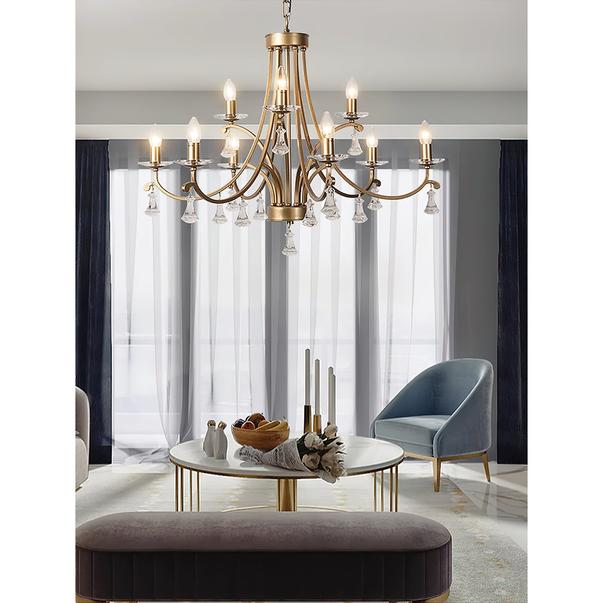 Cuvenara Postmodern Luxury Brass Crystal Chandelier - Lamp Copper