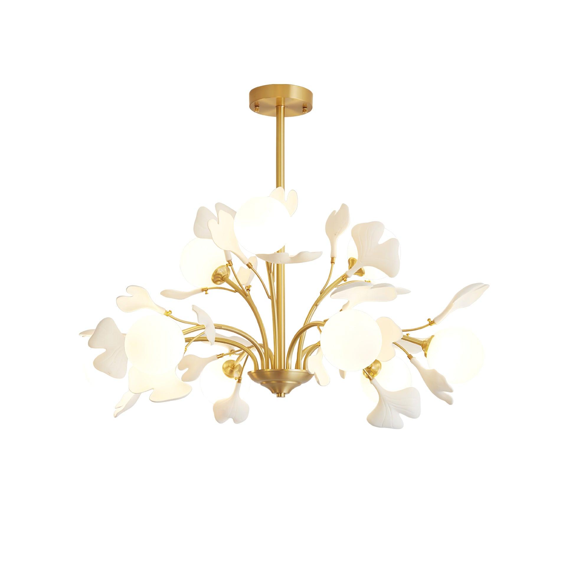 Ginkgo Leaf Chandelier with Frosted Glass Globes - Letslighting