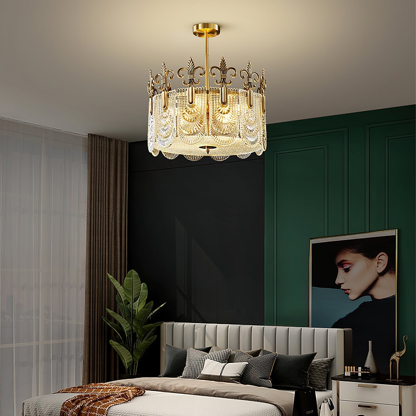 Cashaor Postmodern Luxury Brass Glass Chandelier - Lamp Copper