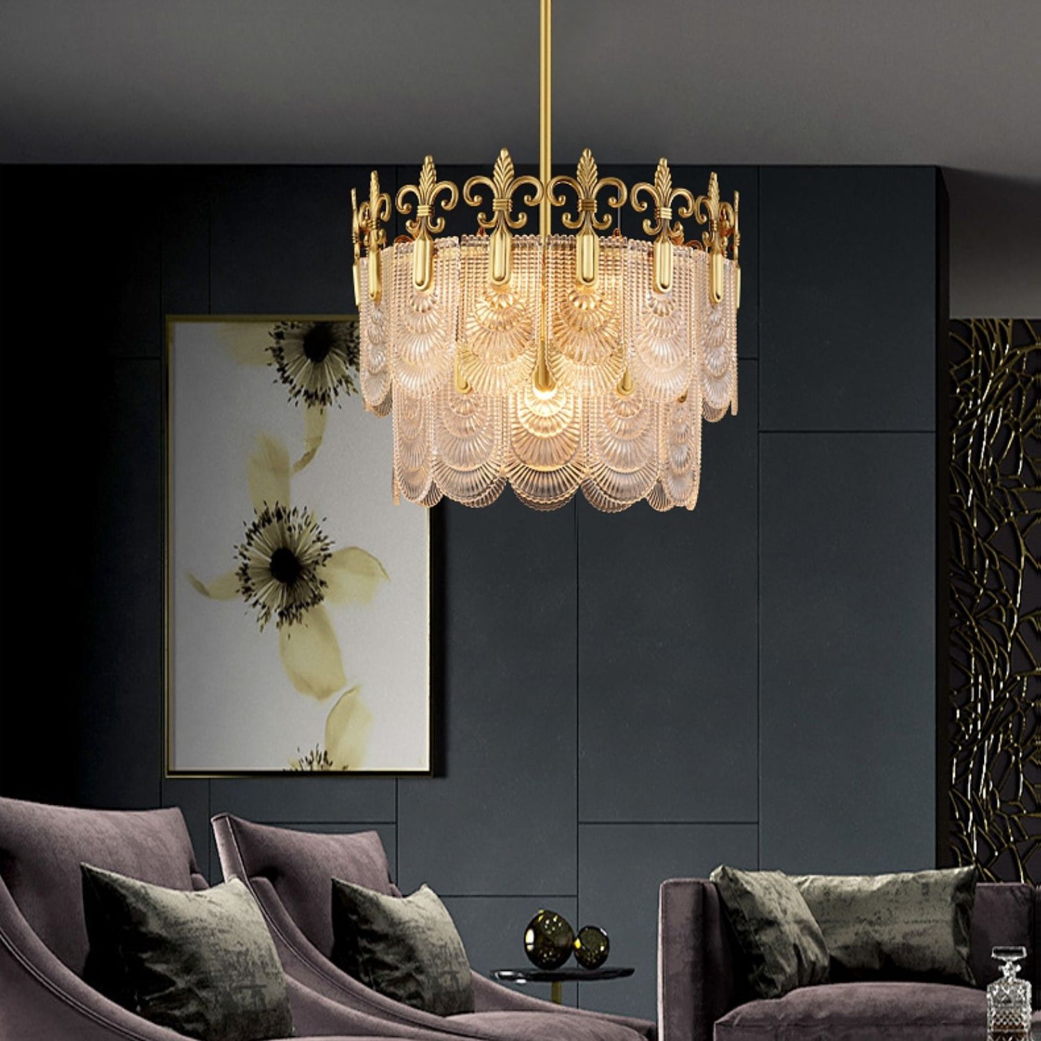 Cashaor Postmodern Luxury Brass Glass Chandelier - Lamp Copper