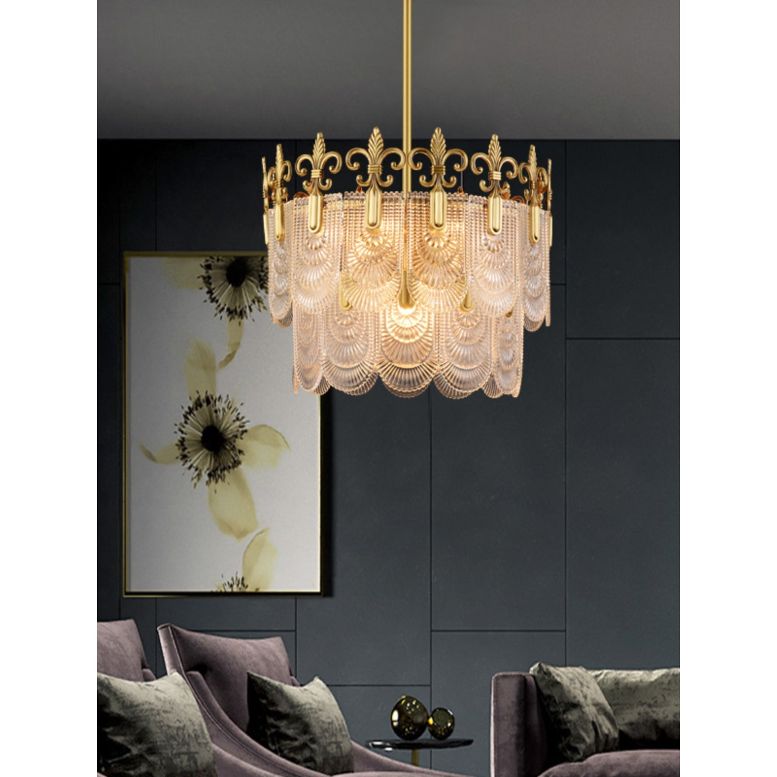 Cashaor Postmodern Luxury Brass Glass Chandelier - Lamp Copper