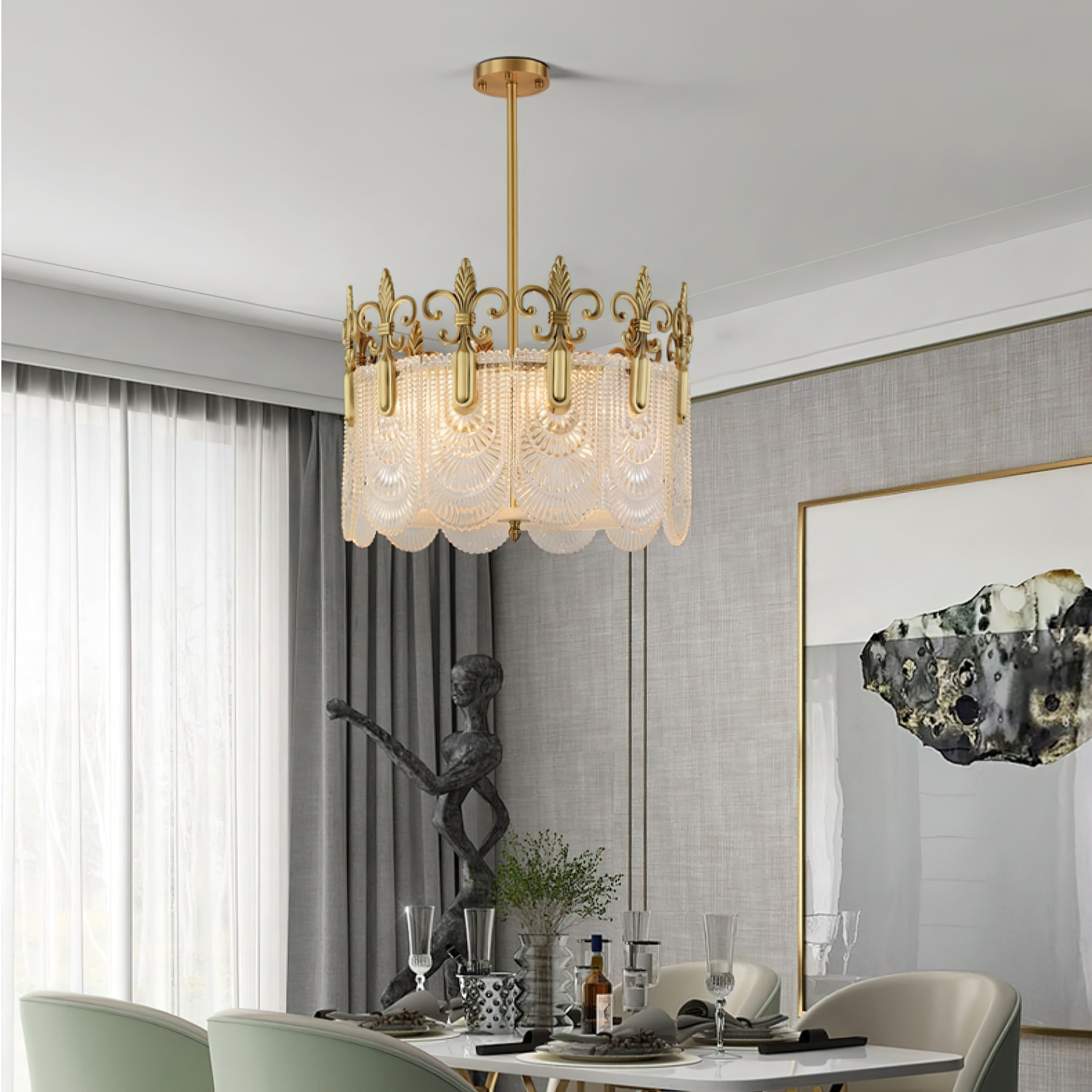 Cashaor Postmodern Luxury Brass Glass Chandelier - Lamp Copper