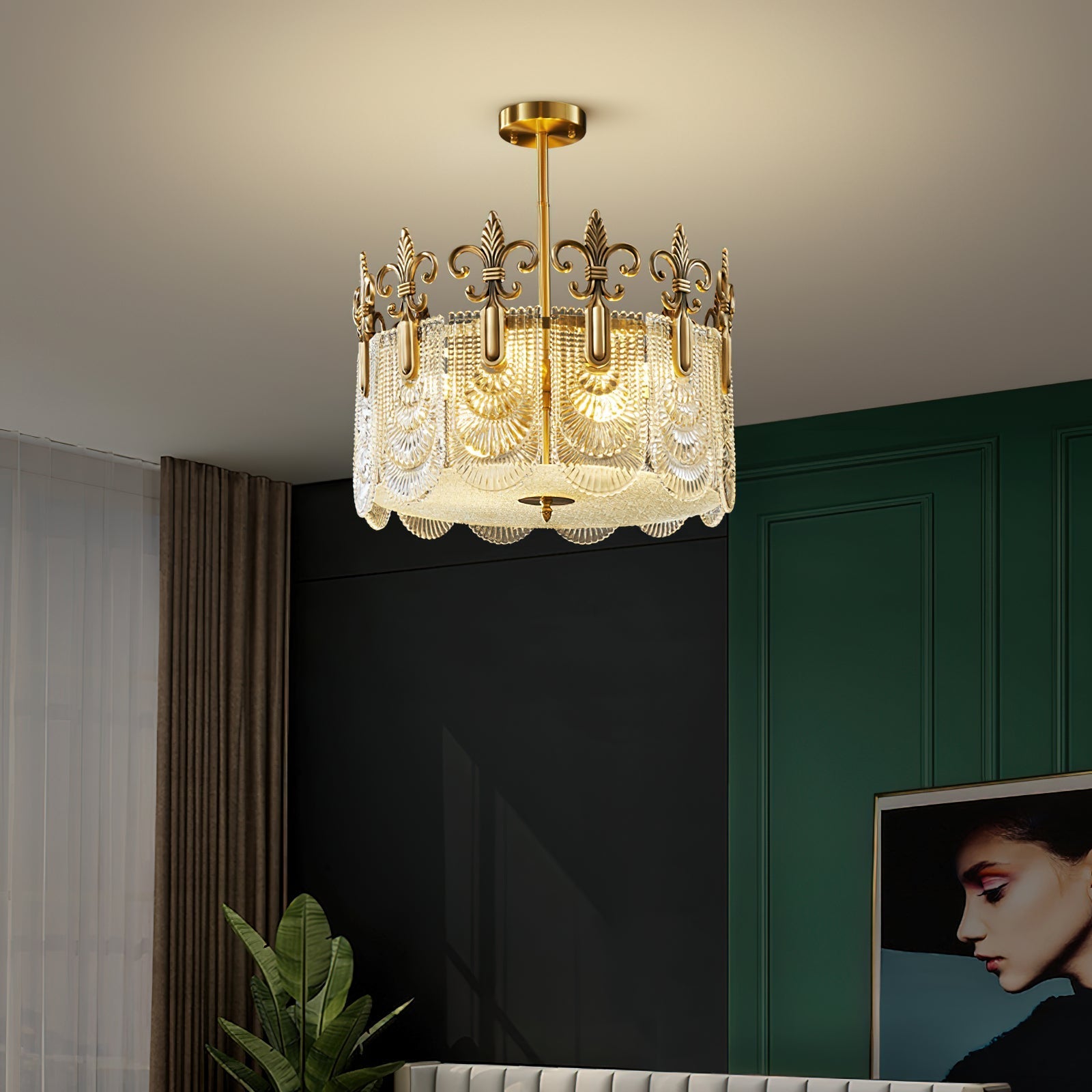 Cashaor Postmodern Luxury Brass Glass Chandelier - Lamp Copper