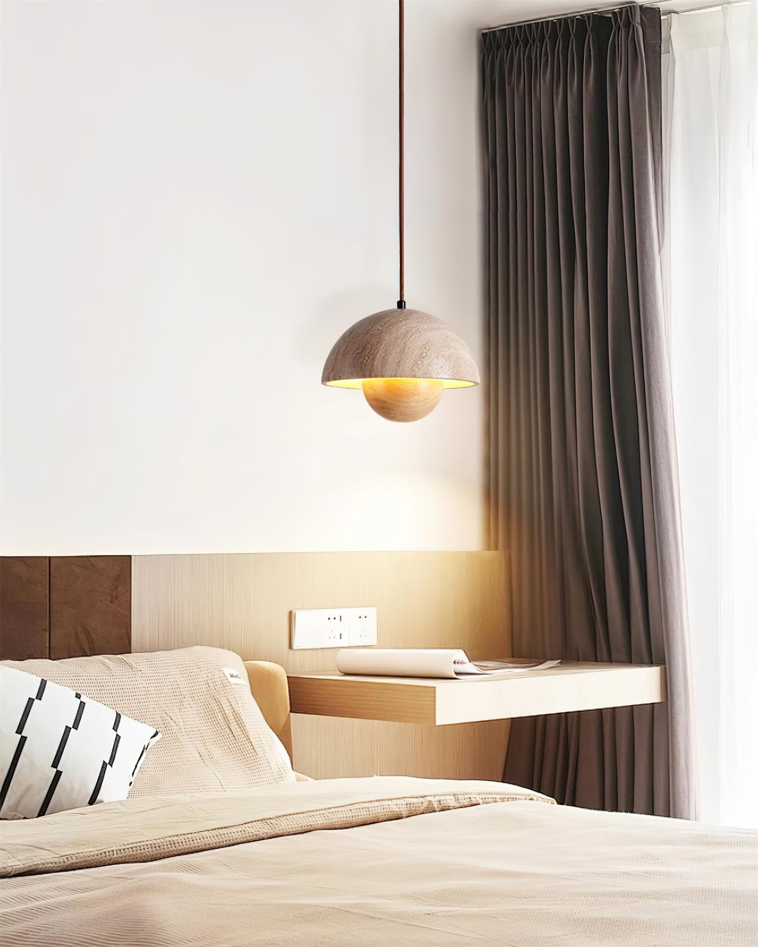 Ritta Travertine Pendant Lamp Wood - Letslighting