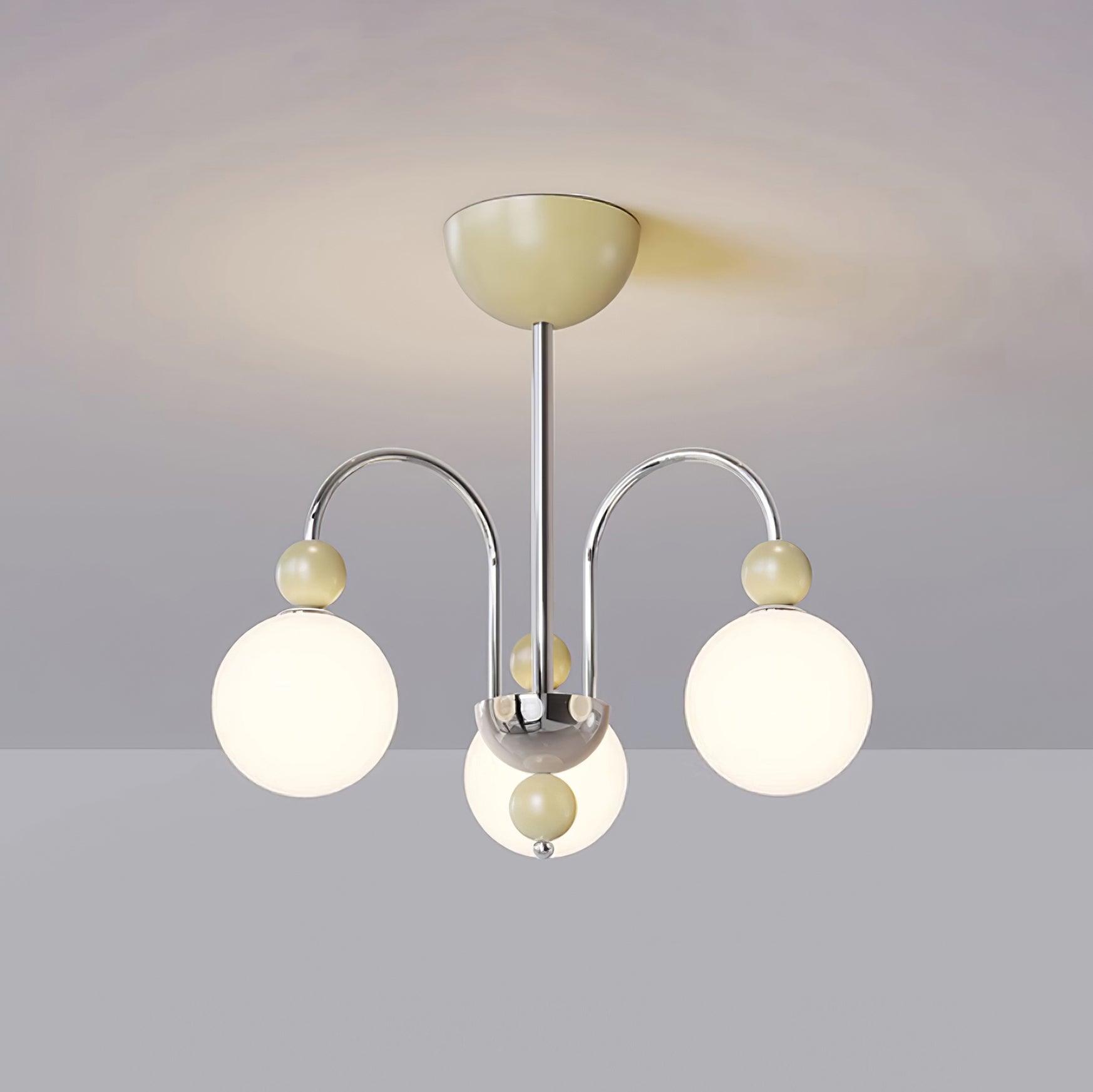Vierra Carisa Chandelier Red Orb Chrome Curved Arms - Letslighting