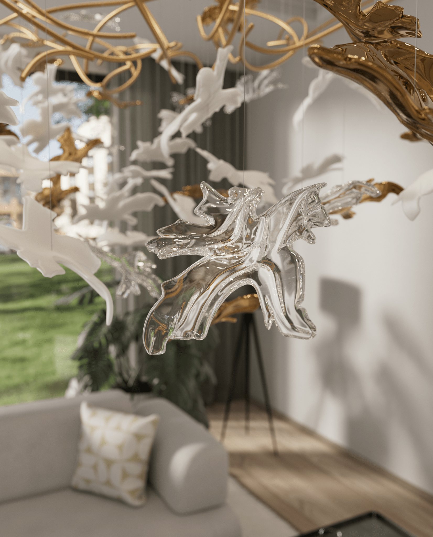 Arinan Floral Glass Chandelier - Blowlighting