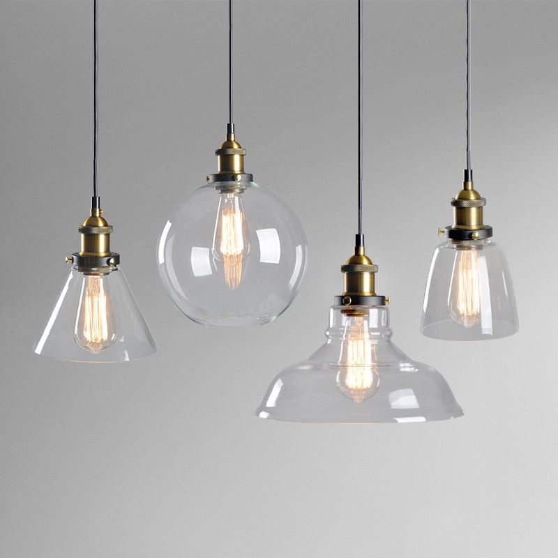 Arisha suspension Industriel en Verre, Clair/Ambre/Gris Fumé