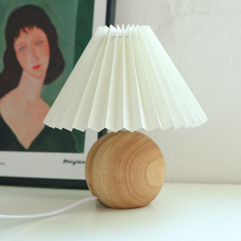 Muto Lampe de Table Vintage, Céramique/Rotin/Bois/Tissu, Blanc/Beige, Chambre