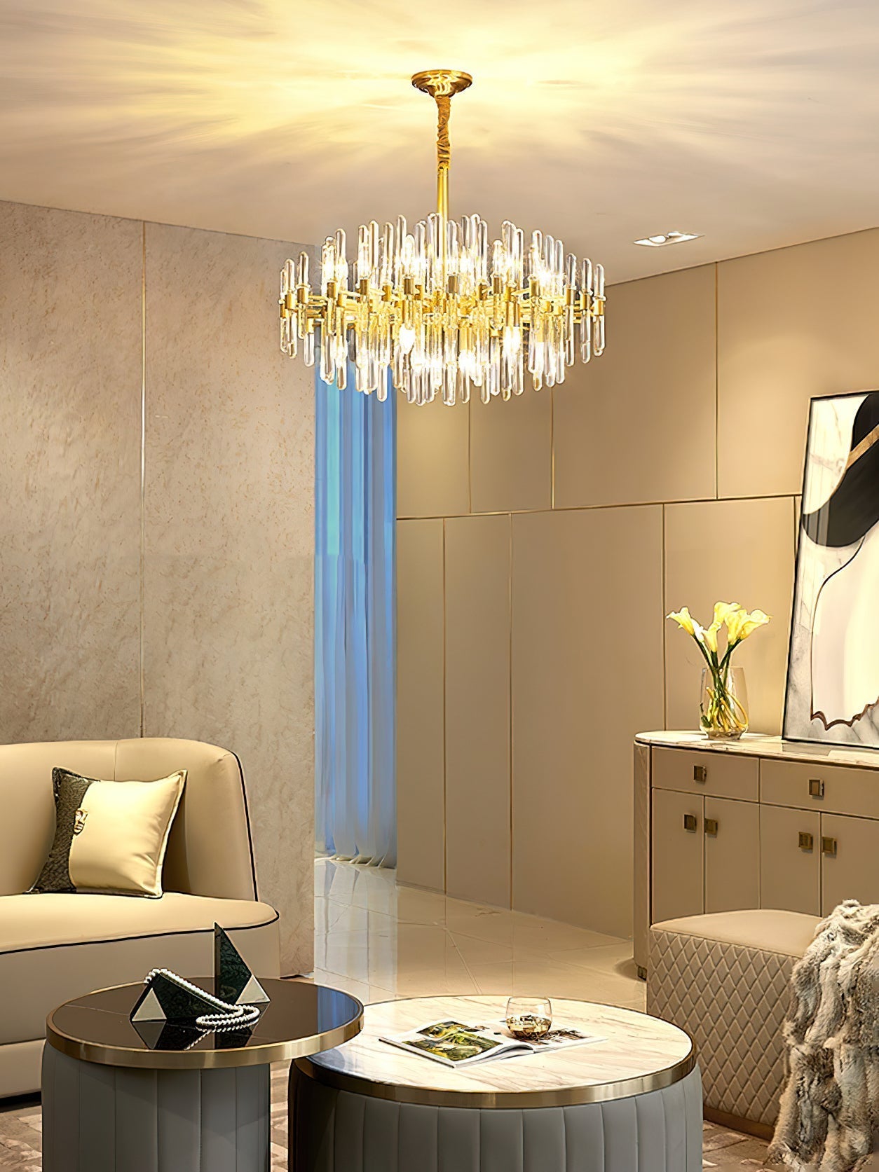 Solara Chandelier Antique Brass Starburst - Letslighting