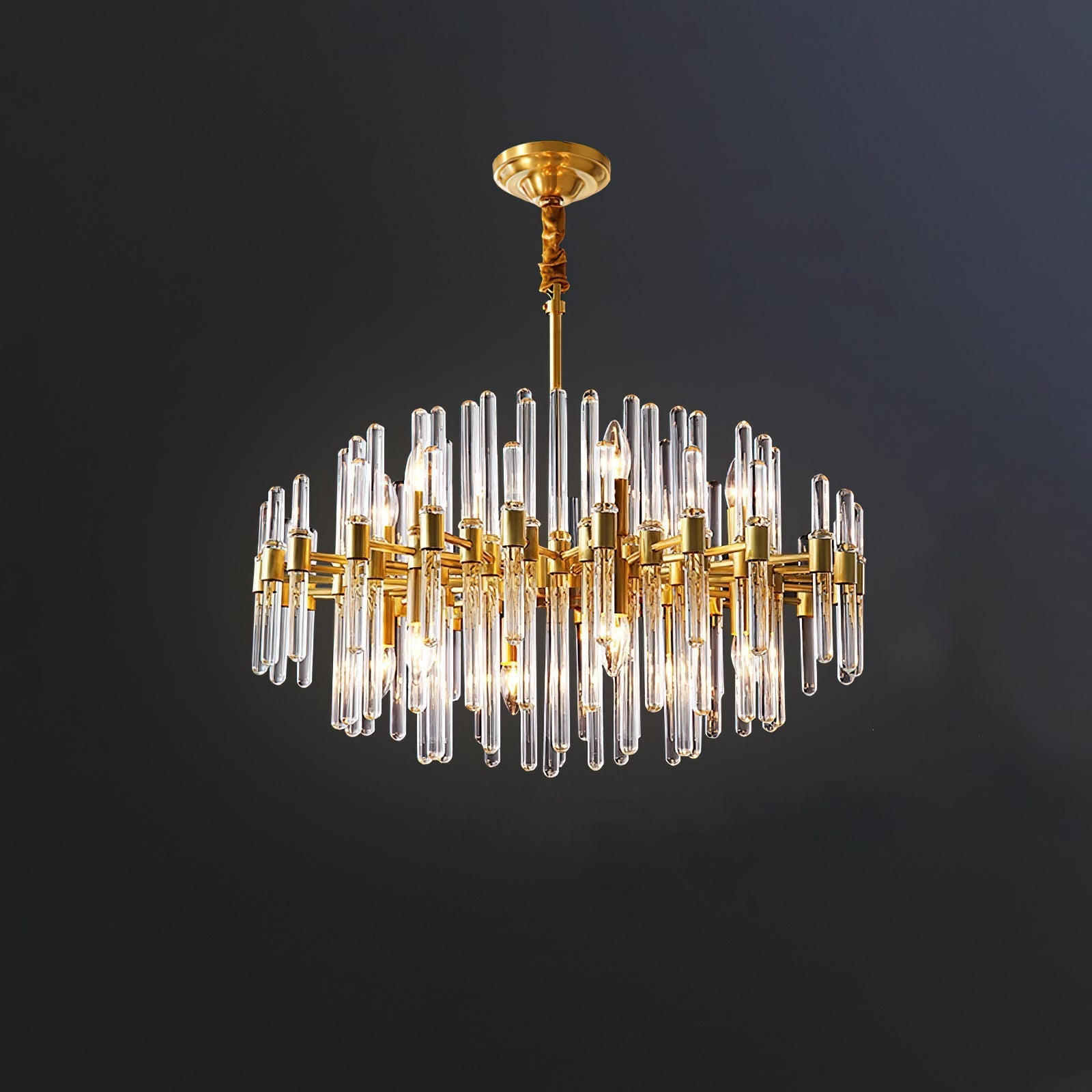 Solara Chandelier Antique Brass Starburst - Letslighting