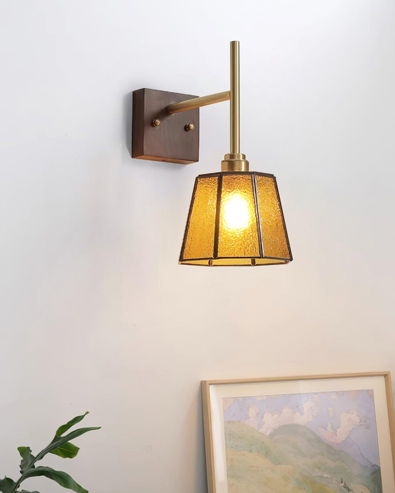 Vintage Wall Lamp Moir Amber Glass - Letslighting