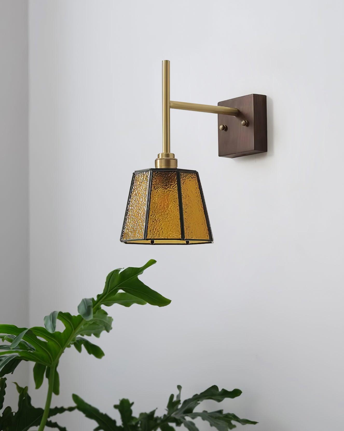 Vintage Wall Lamp Moir Amber Glass - Letslighting