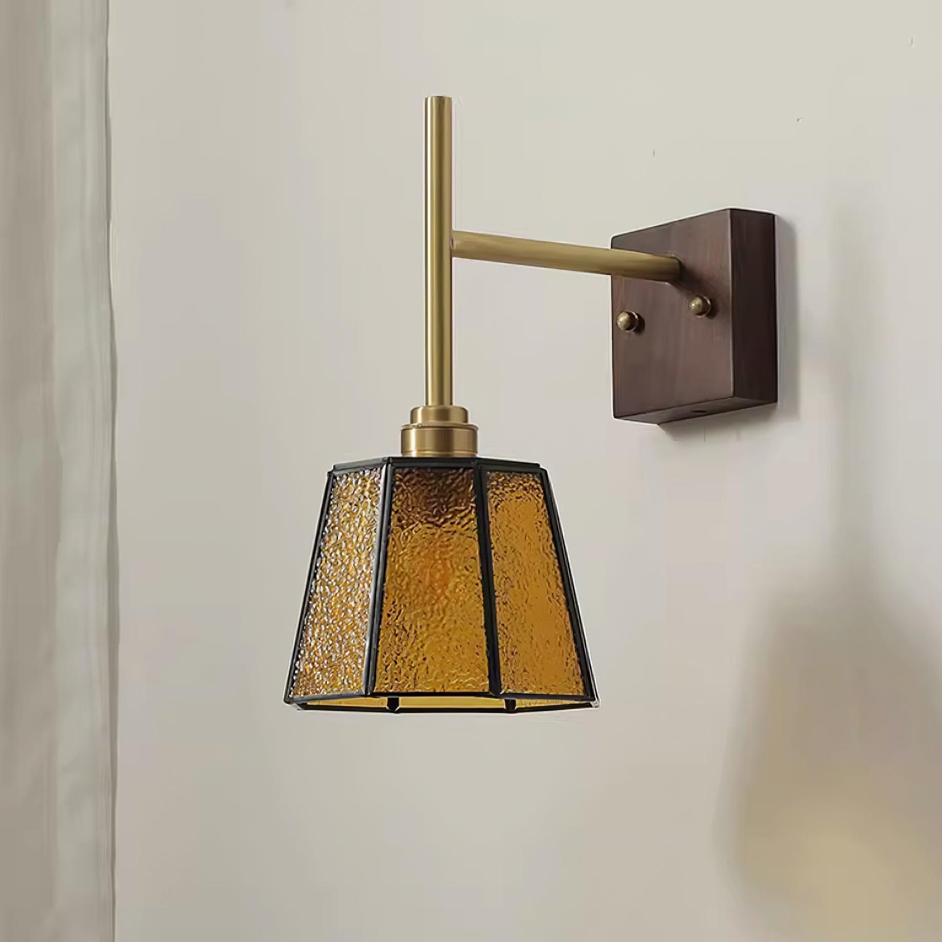 Vintage Wall Lamp Moir Amber Glass - Letslighting
