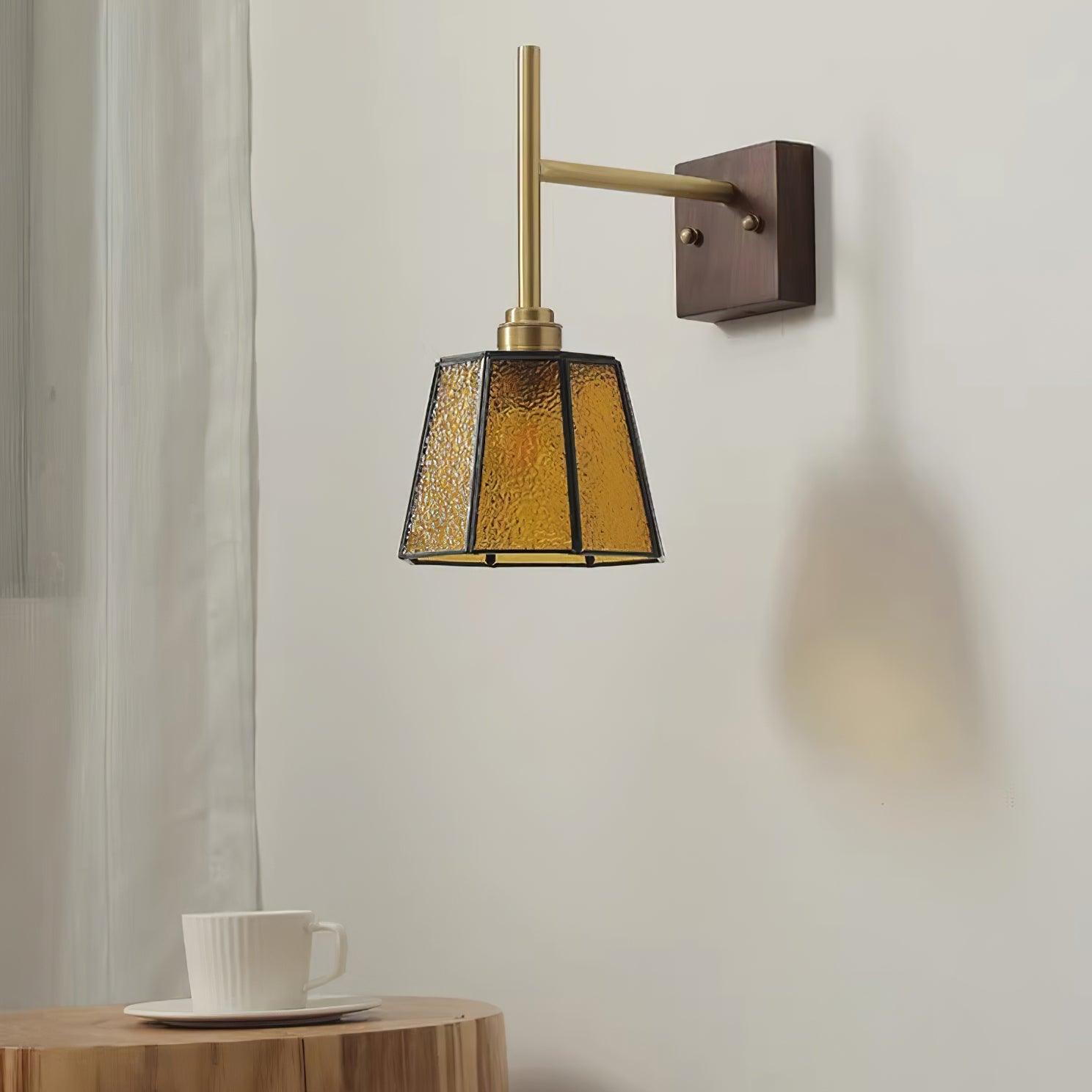 Vintage Wall Lamp Moir Amber Glass - Letslighting