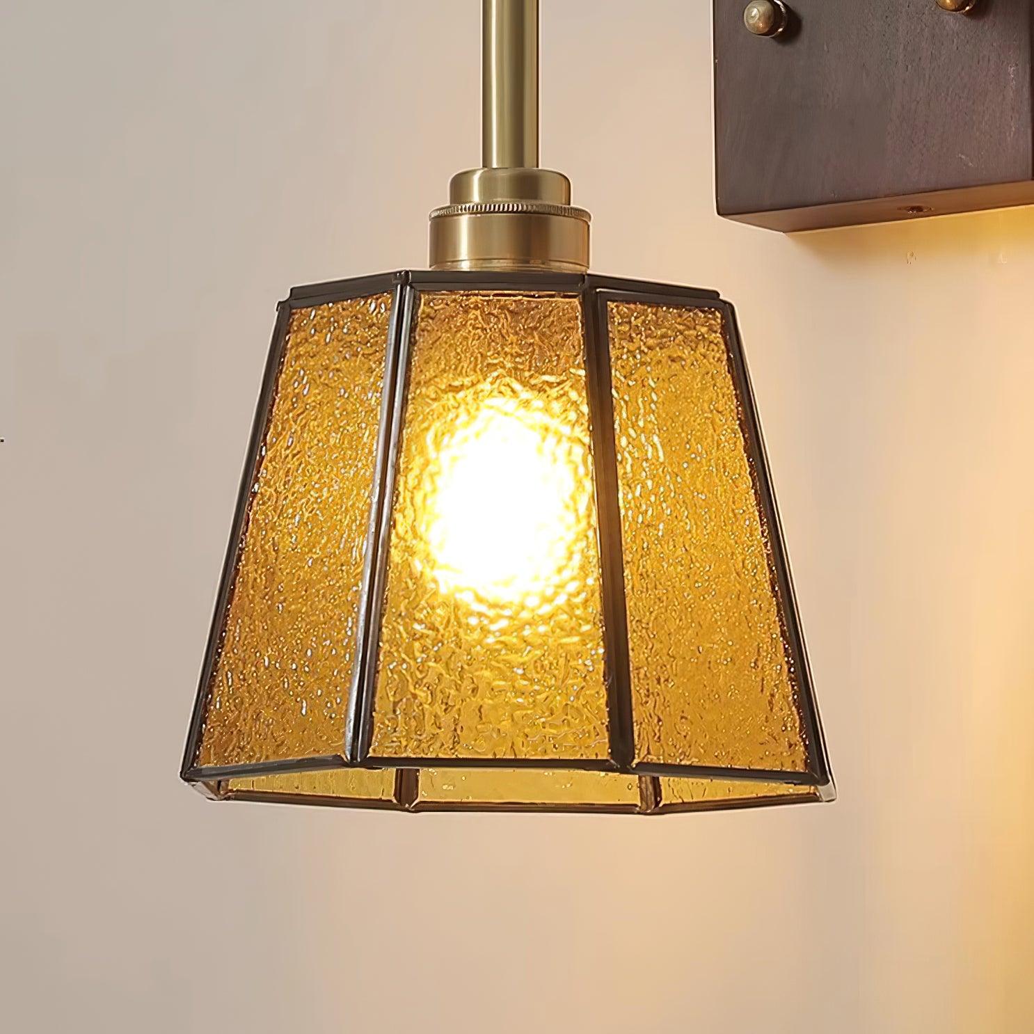 Vintage Wall Lamp Moir Amber Glass - Letslighting