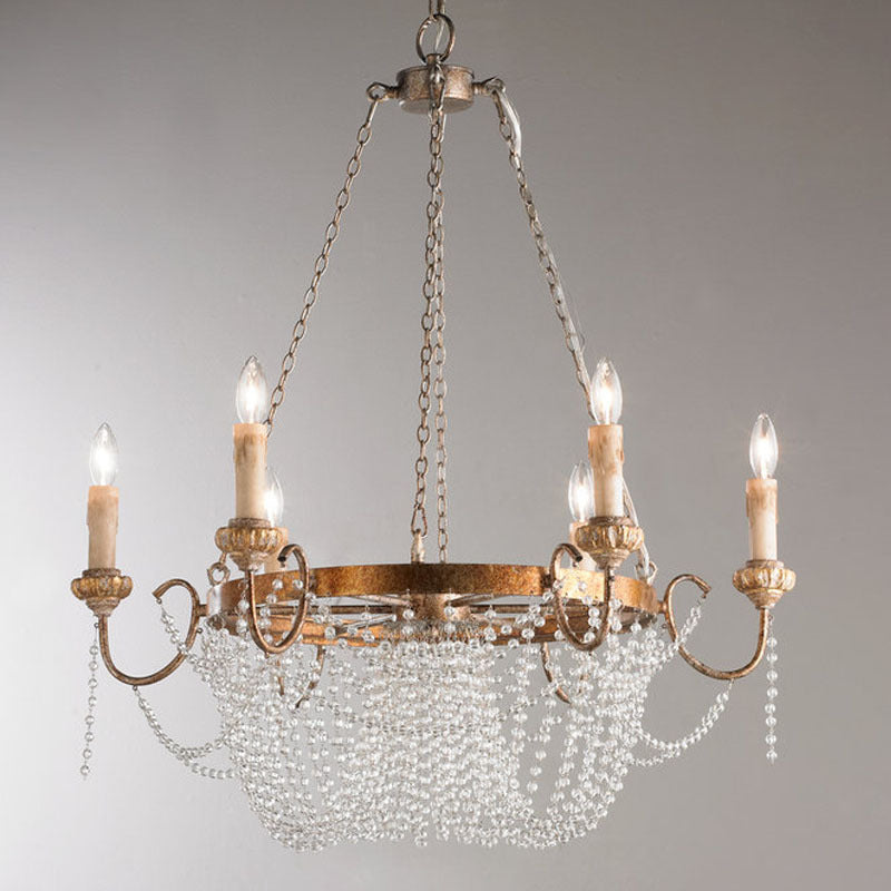 Alzoros Postmodern Luxury Wooden Crystal Chandelier - Lamp Copper