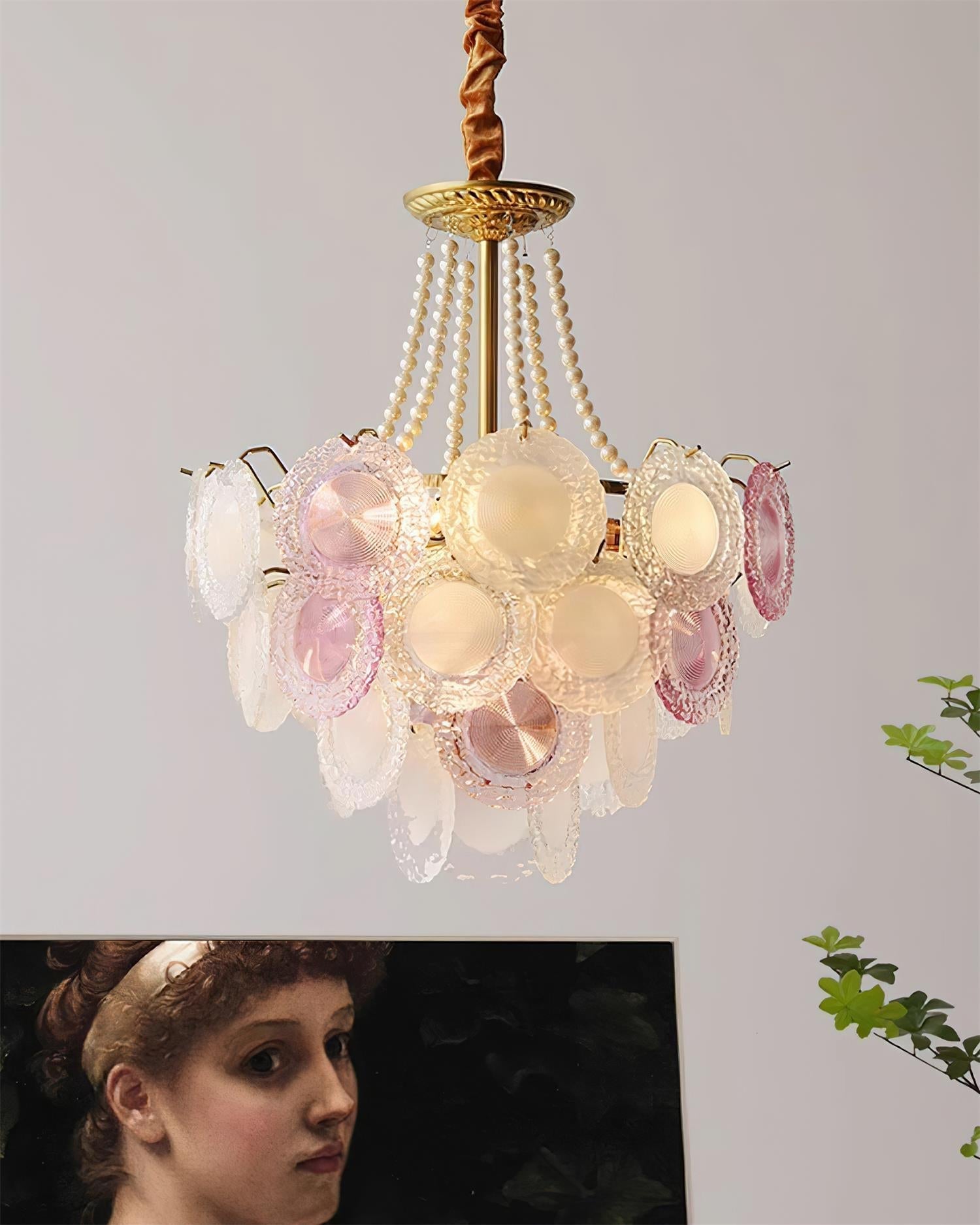 Violaire Chandelier with Blush Pink & Clear Discs - Letslighting